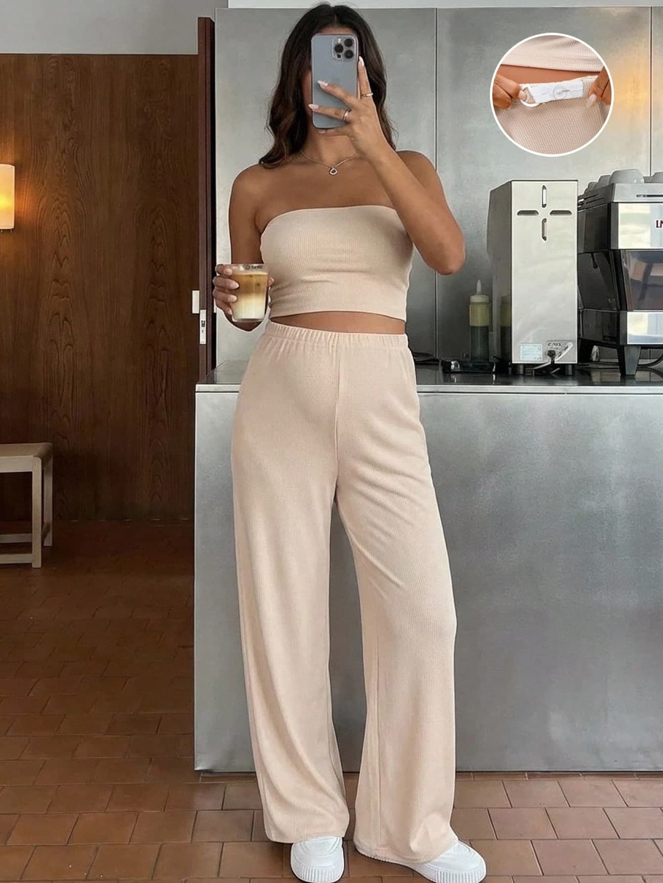 SHEIN 2pcs Maternity Casual Solid Color Tube Top & Pants Set