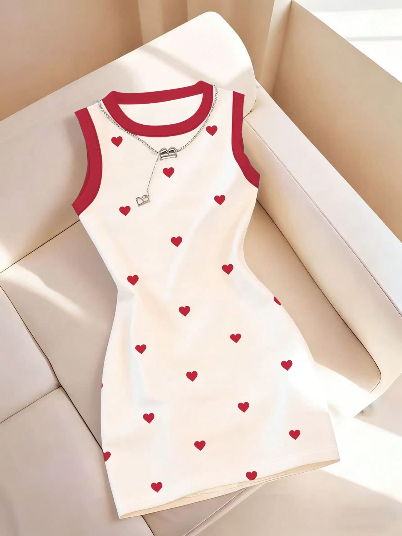 Resyla Women's Spring/Summer New Arrival Striped Print Round Neck Fitted Camisole Dress