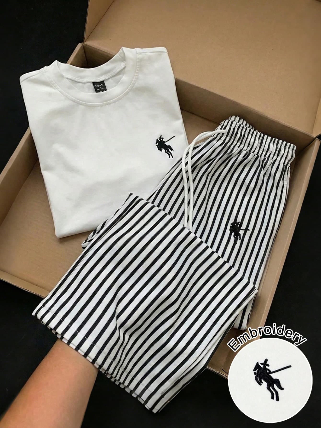 GlowEve Casual Two-Piece Knitted Fabric Outfit Women's Striped Pants And Short Sleeve Tee Set Loungewear, Daily Wear, Streetwear, Office Casual