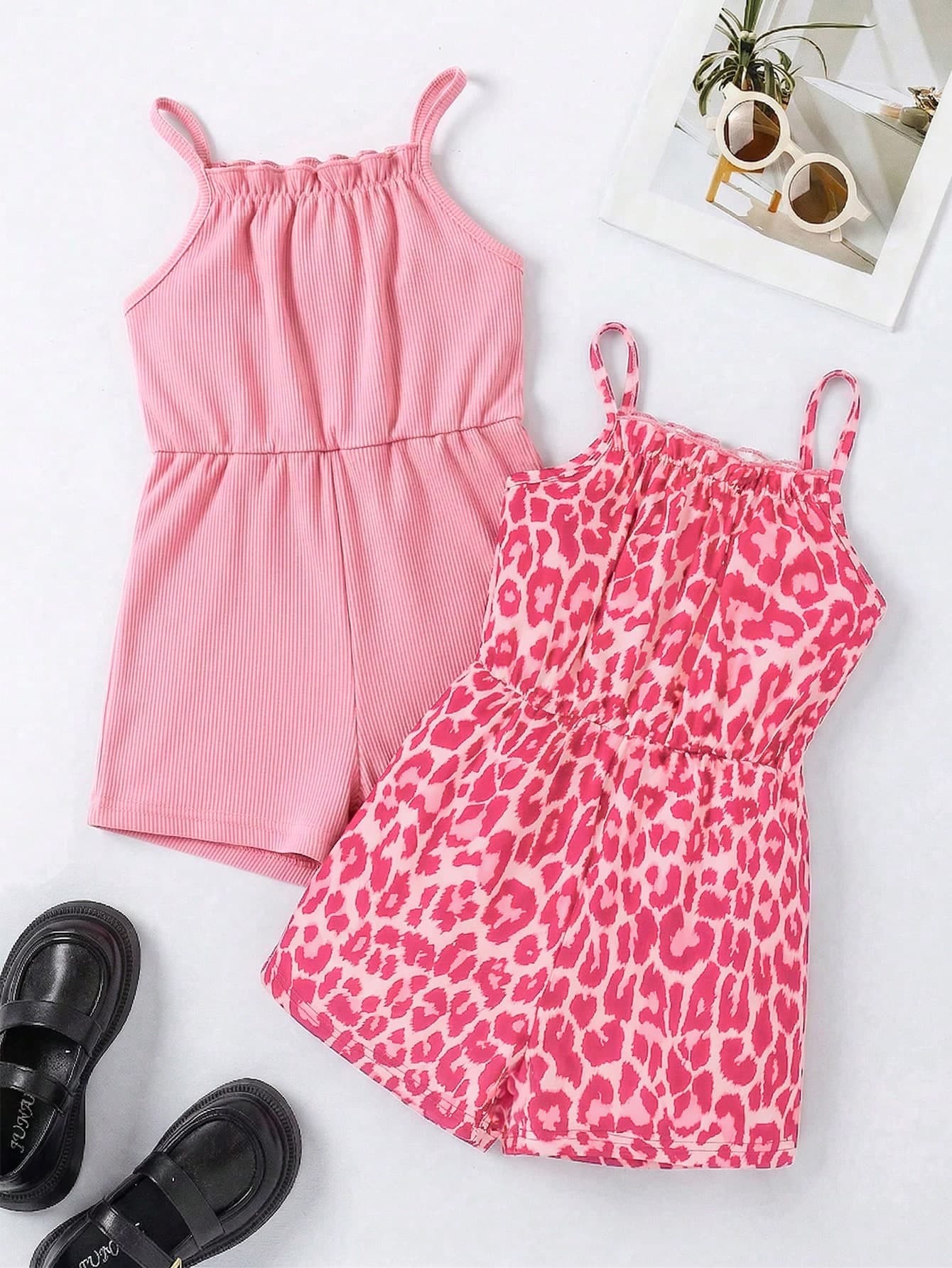 SHEIN Elladie kids Young Girl Vacation Frill Trim Casual Jumpsuit