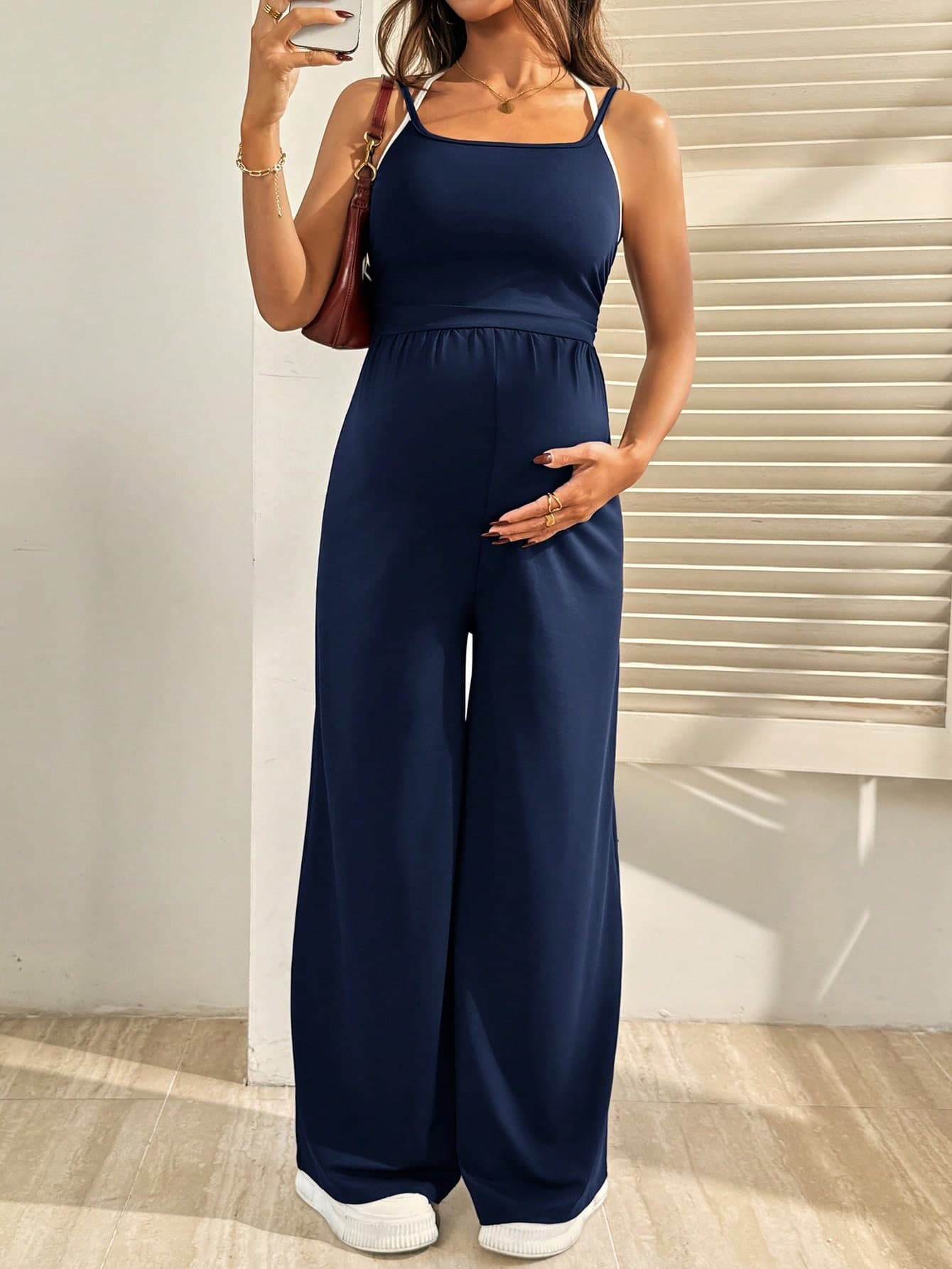 SHEIN Pregnant Women Casual Wide Leg Jumpsuit World Cup
