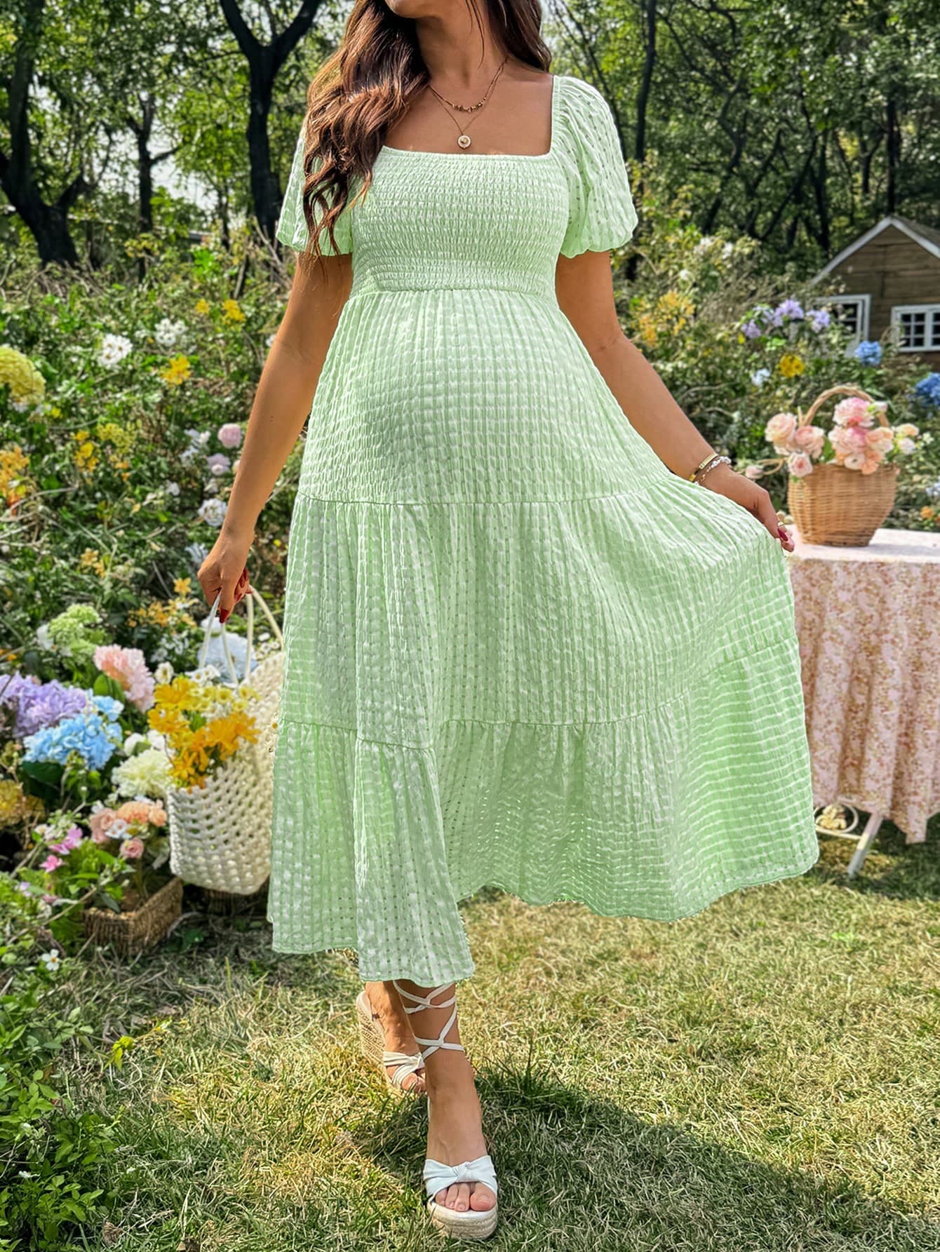 Lyckli Maternity Casual Plaid Dress