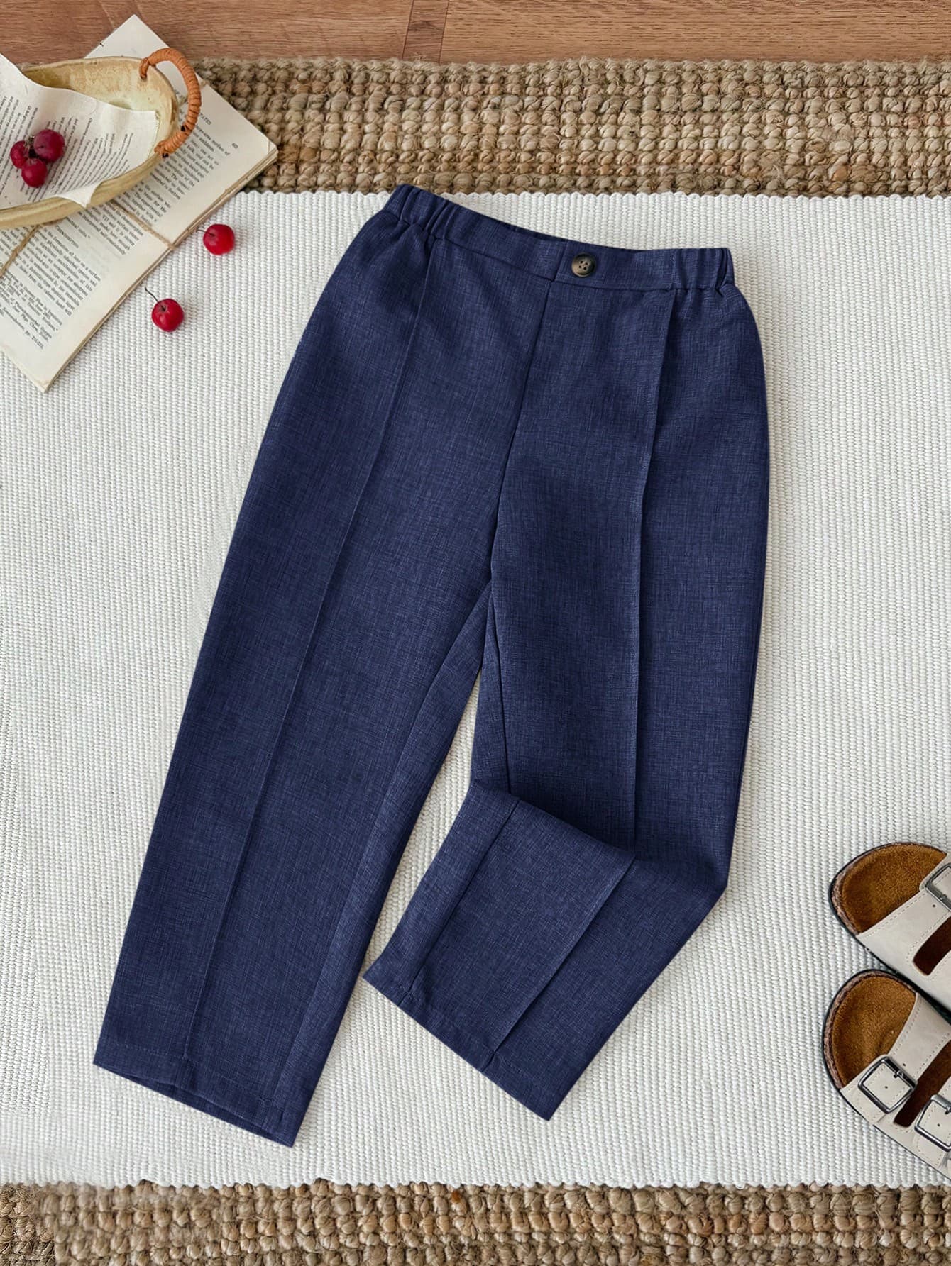 SHEIN Young Boy Toddler Comfortable Casual Fashionable Apricot Color Pants,School Bottoms,Back To Uniform Boys Suits Wide Leg For Kids