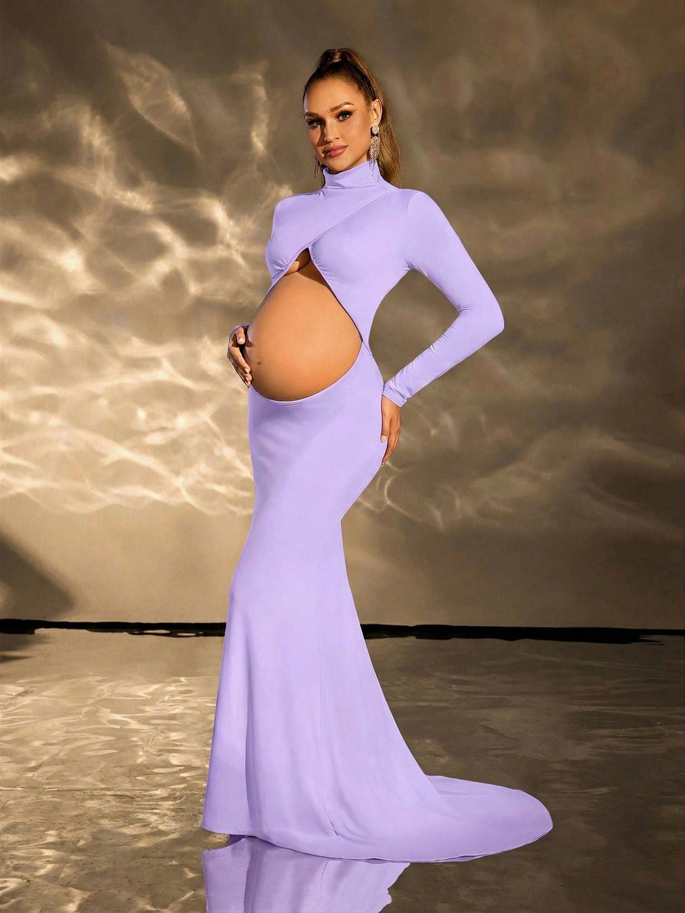 Cheriluna Maternity Solid Color Maternity Dress With Cutout Waist, Es For Photoshoot Maternity Dresses For Pregnant Ladies Pregnancy Dresses For Party Pregnant Clothes
