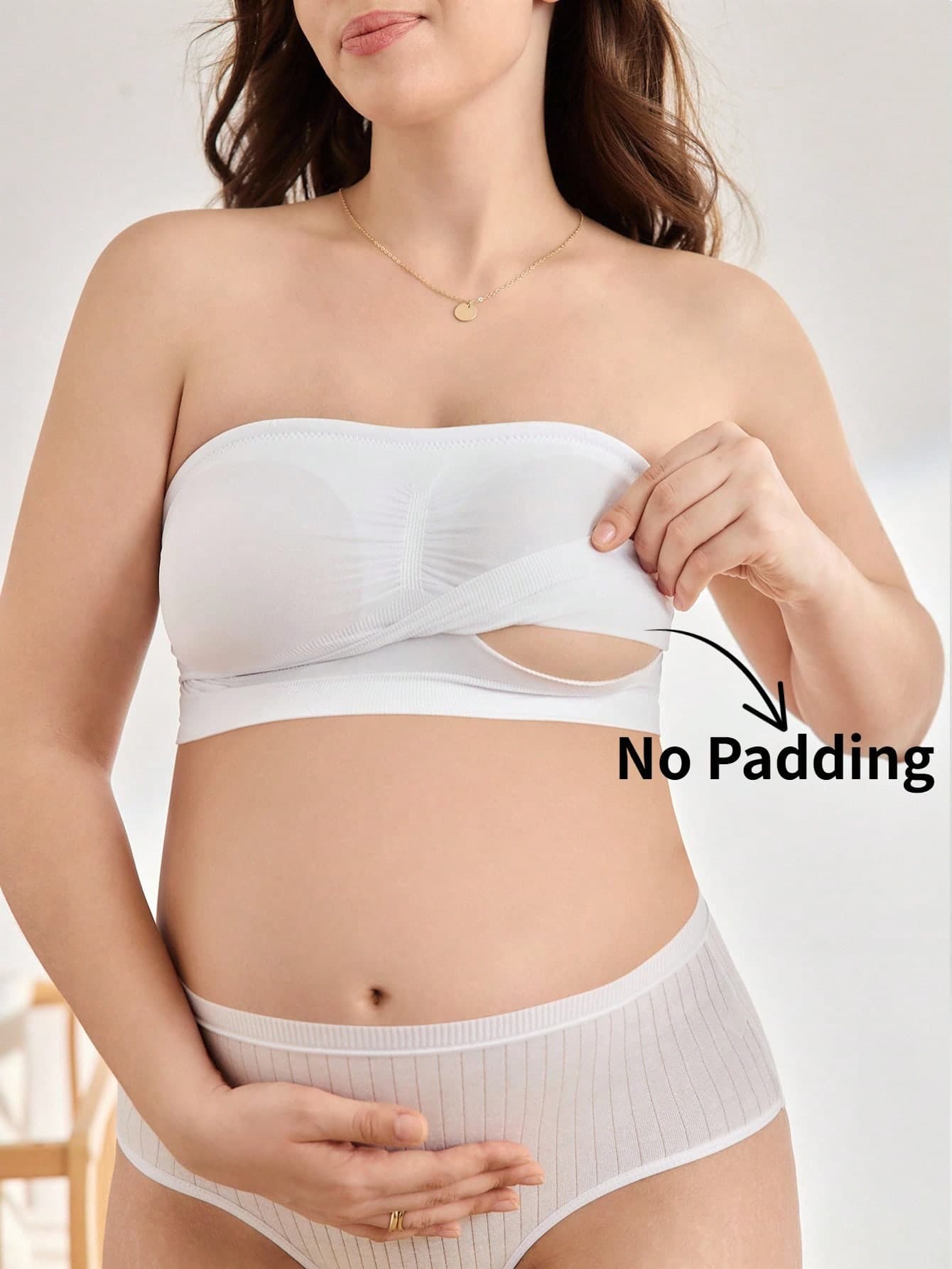 Moonlight&Mama Seamless, Bandeau, Nursing, Maternity, High Elasticity, Ruched, Strapless, Minimalist Fashion, Skin-Tone, Maternity Bra, Pregnancy, Nursing Period