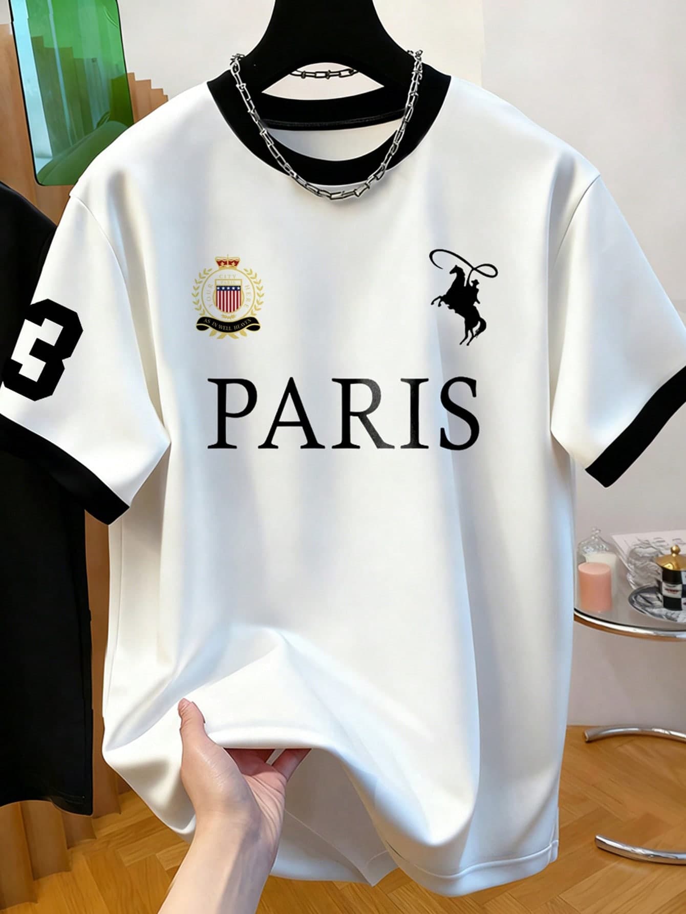 Mirajuku Youth & Teenage Boys' Summer Casual Paris, Horse, 23 Print Round Neck Short Sleeve T-Shirt