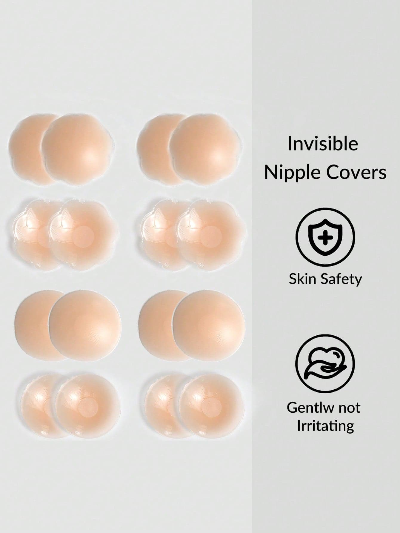 SHEIN 8pcs Reusable D-Shape Silicone Stretch Lids,Nipple Cover,Lingerie,Nipple Tape,Strapless Bra,Breast Lift,Invisible Bra,Push Up,Wedding,Beach,Festival