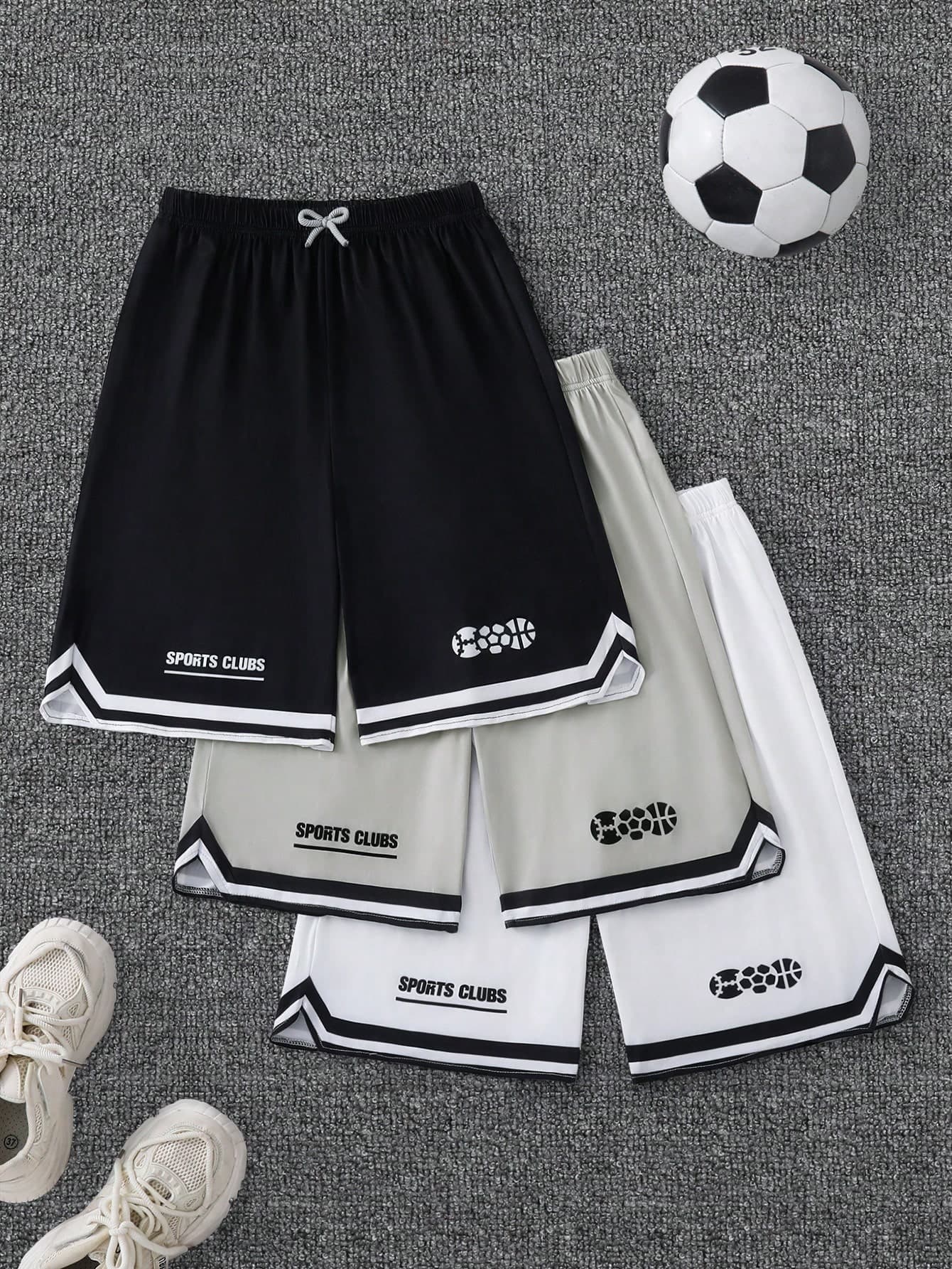 3pcs/Pack Teens Boys' Casual Sports Shorts, Comfortable Knit Basketball Football Shorts, Suitable For Summer, Sports, School
