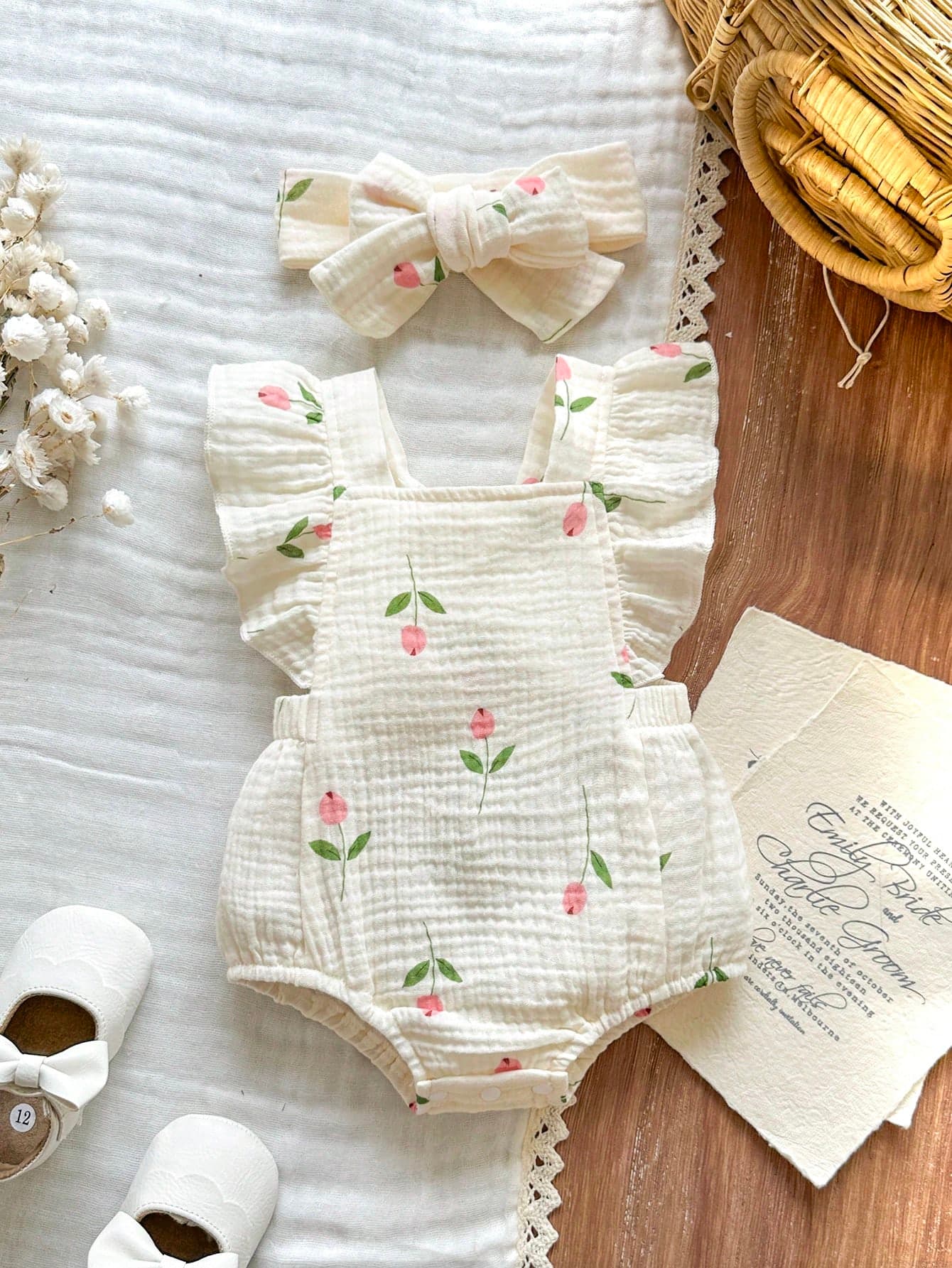Vintaside Kids White And Red Baby Girl's Cotton Crepe Dress,Cute Cherry Backless Sleeveless Ruffled Hem 1pcs Set With Hairband,Summer Family Matching Casual Outfit