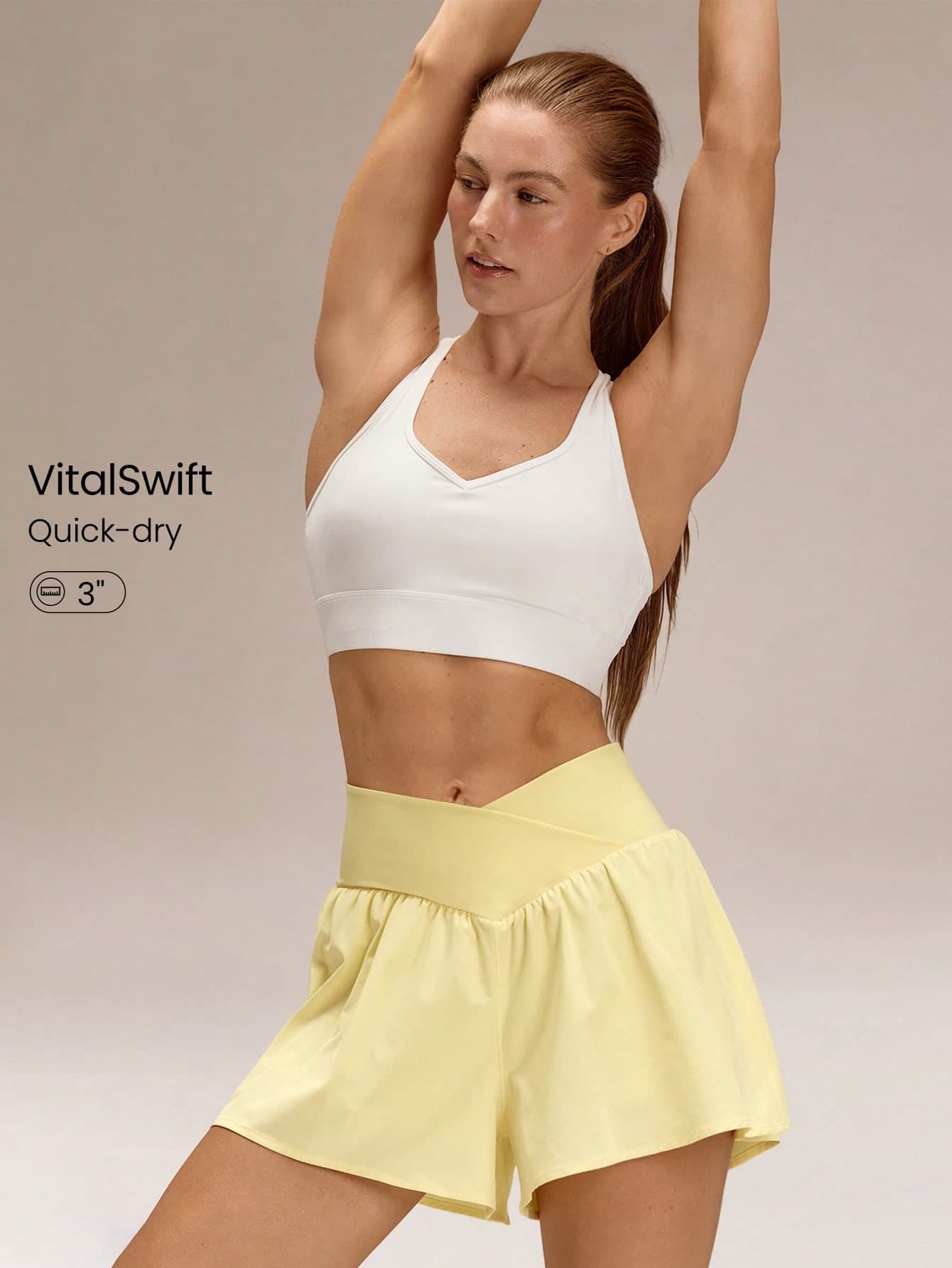GLOWMODE Crossover Flowy Built-In Shorts 2-In-1 Quick-Dry Shorts Low Impact Breathable Cycling Running Gym Workout Summer