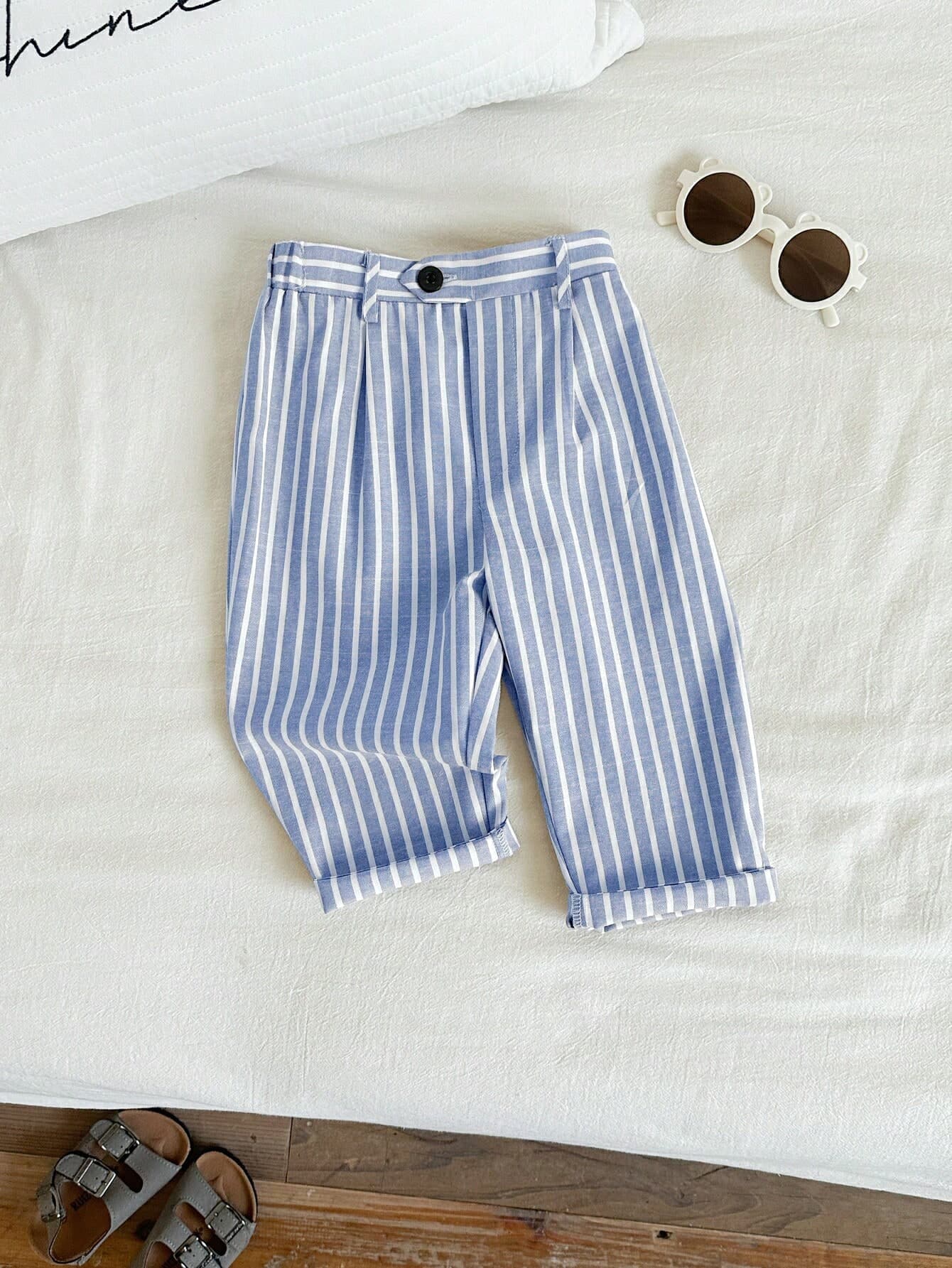 SHEIN Baby Boy Cute Summer Casual Striped Relaxed Pants,Suitable For Birthday Party,Rave,Evening Party,Performance,Wedding,Baby's 1st Month,Christening