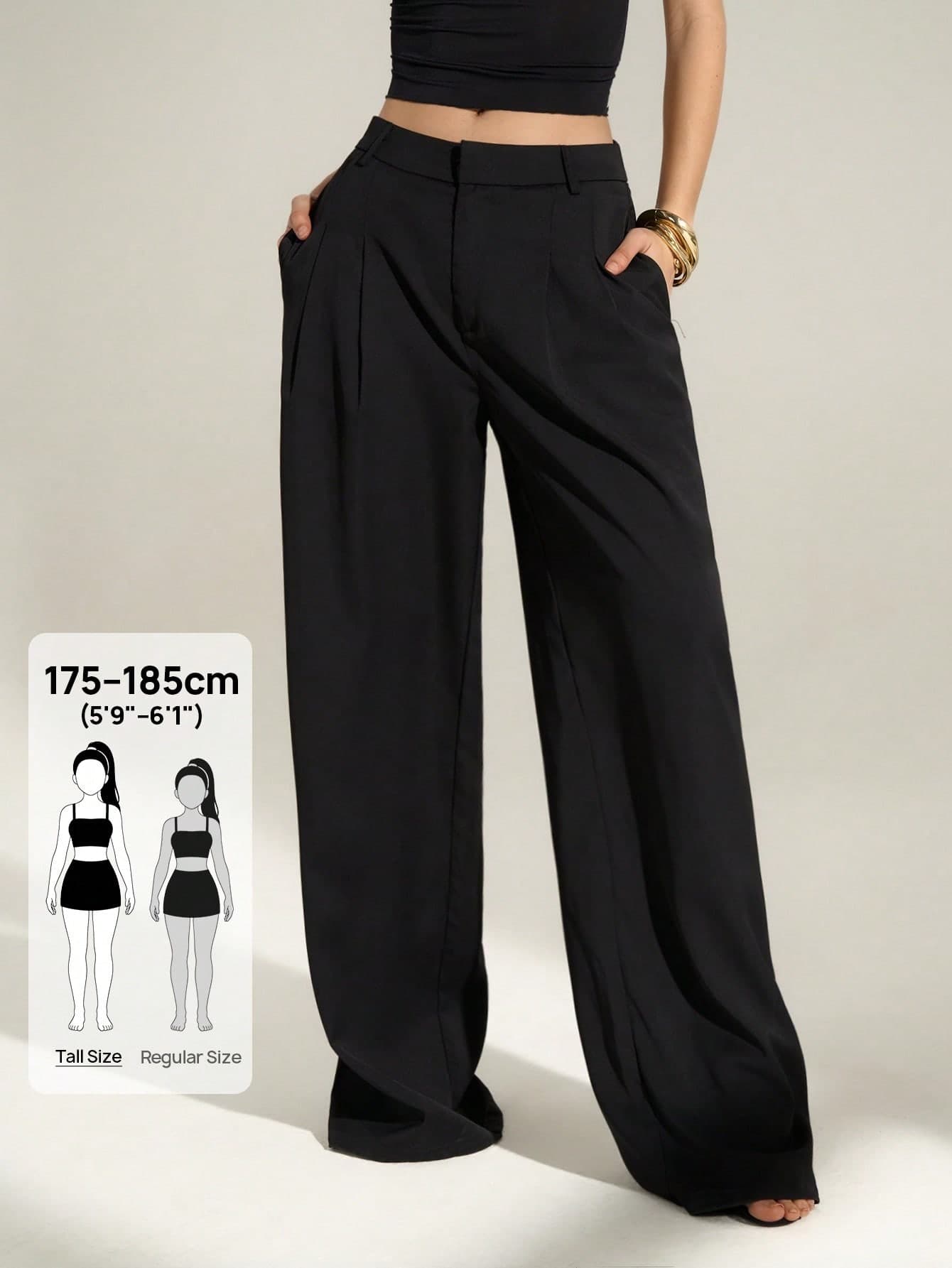 SHEIN Tall Old Money High Waist Pleated Wide Leg Pants For Women,Black Winter Modest Business Casual Office Wear,Elegant Solid Loose Trousers Chic Tailored Work, Tall Women