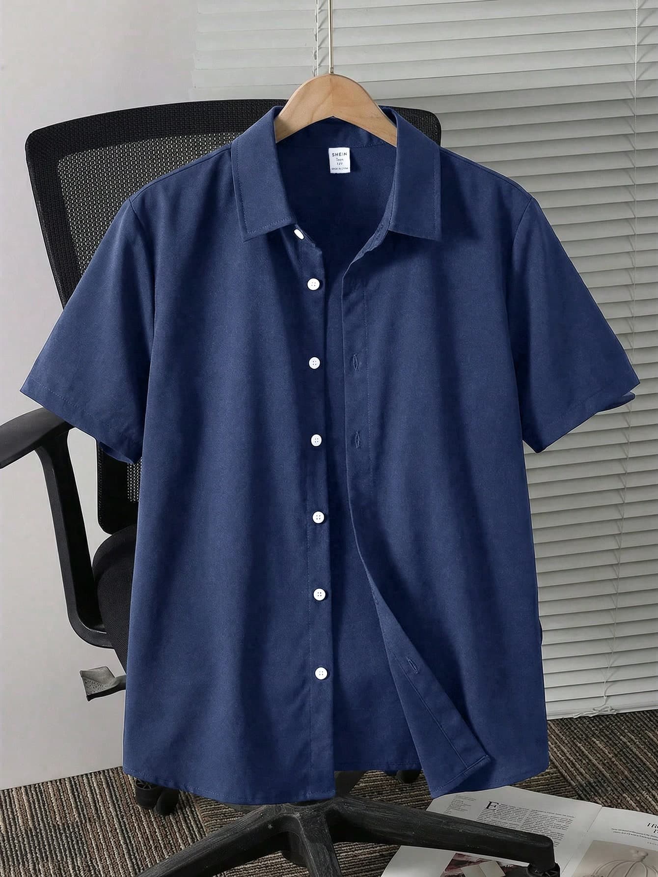 SHEIN Teen Boys' Casual Comfortable Solid Color All-Match Short Sleeve Shirt, Suitable For Spring, Summer, Outdoor Wear