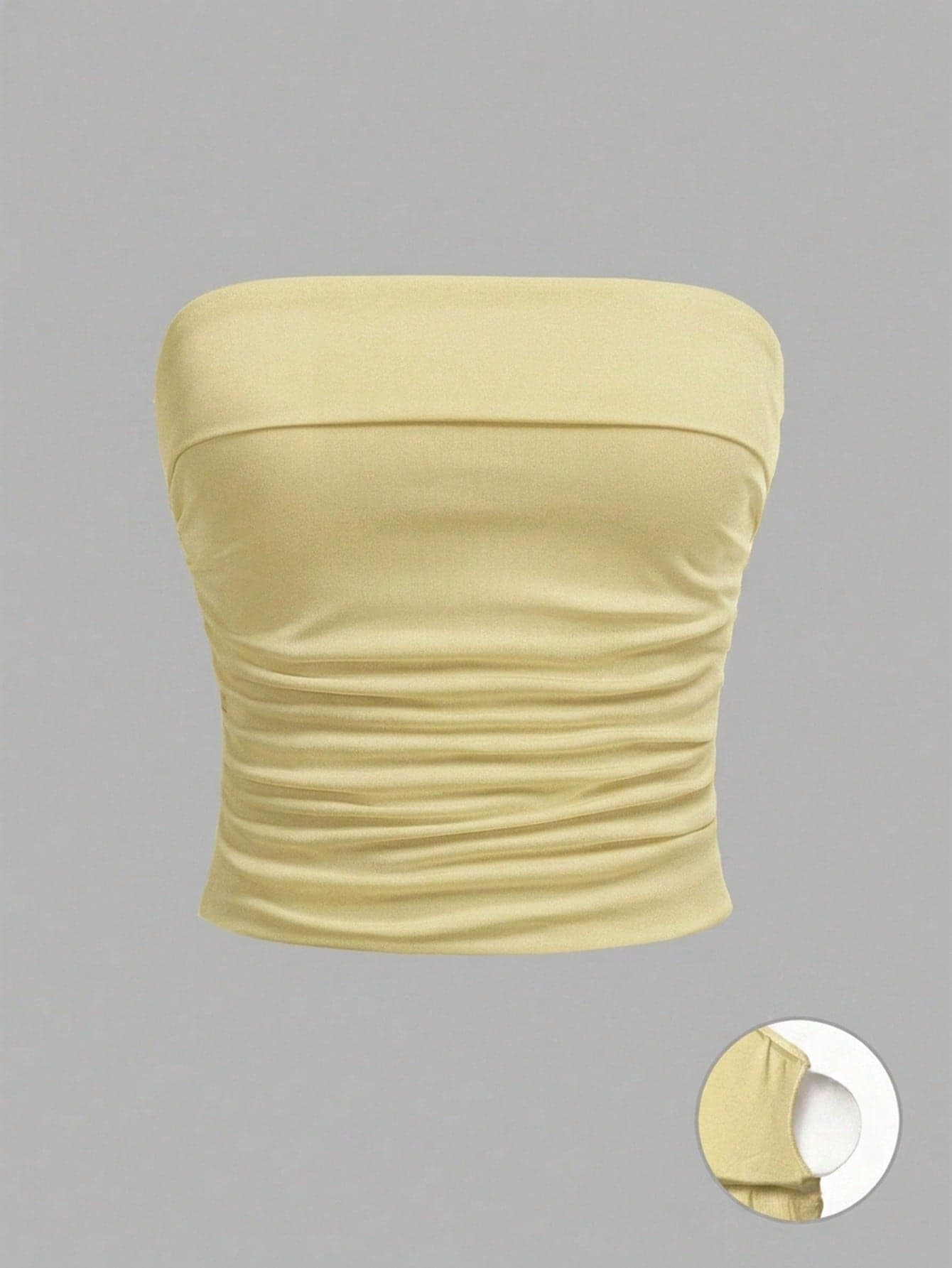 SHEIN Girlism Teen Girl Summer Minimalist Comfortable Ruched Hem Bandeau Bra