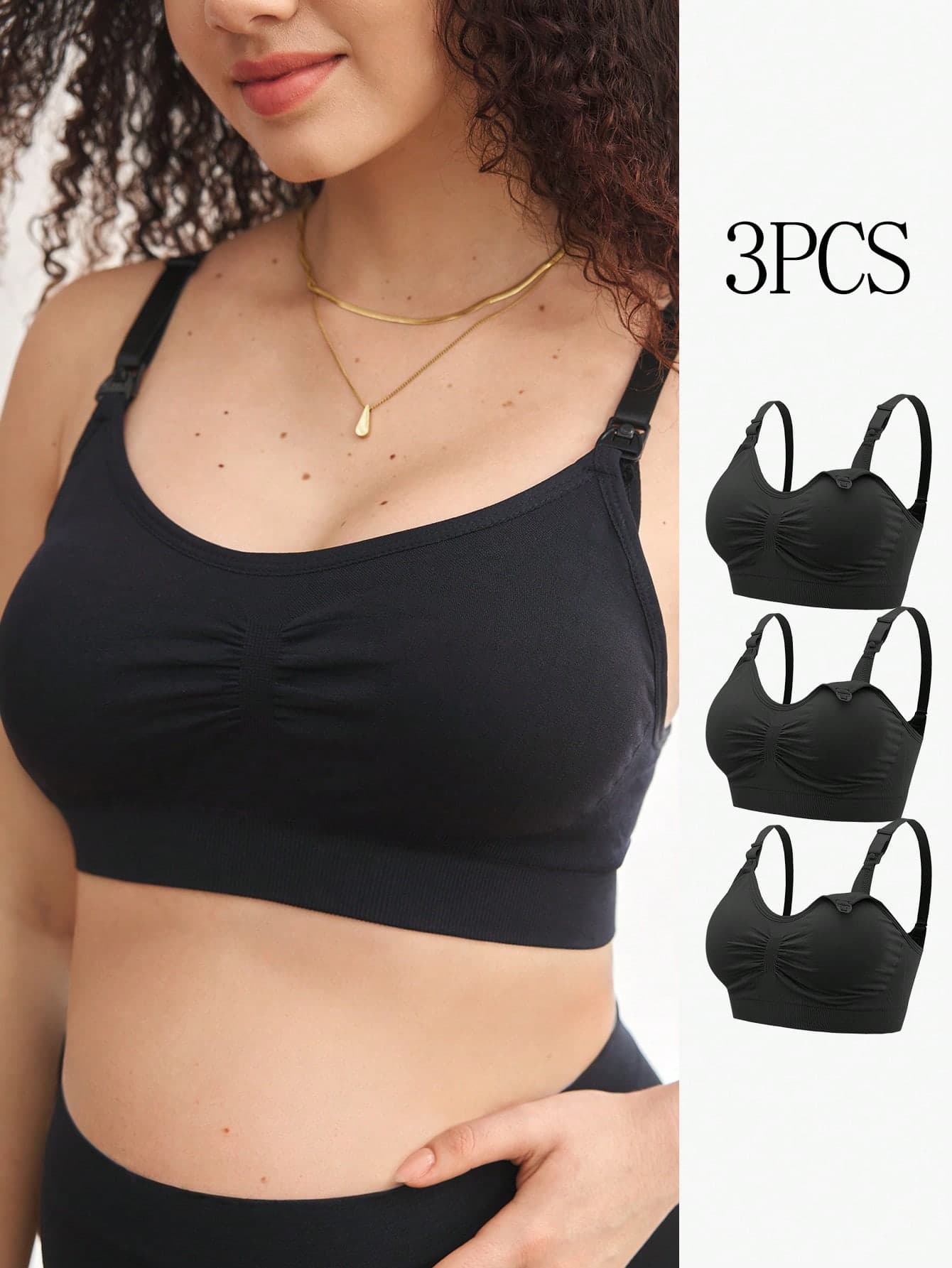 Moonlight&Mama 2026 Hot Selling Women's Fashionable & Comfortable Minimalist Solid Color High Quality Seamless Maternity & Nursing Bra 3 Pieces Set
