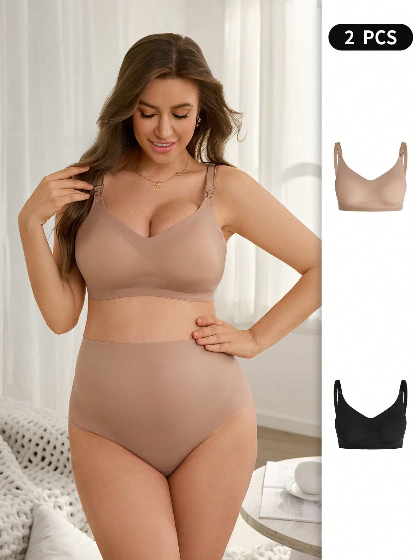 Moonlight&Mama 2pcs/Set Seamless Removable Cotton Maternity Nursing Bras