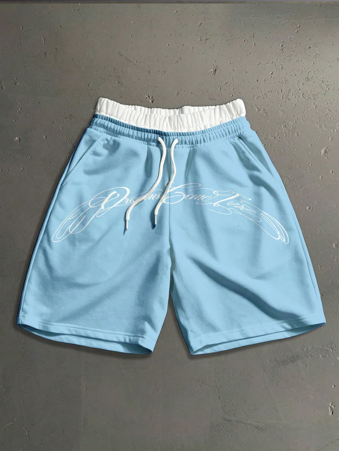 Manfinity Roghcode Men's Letter Print Casual Double-Layer Waist Shorts