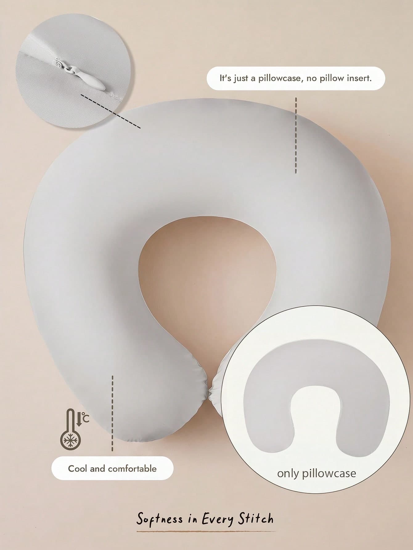 Cozy Pixies 1 Piece Gray Cool Pregnant Women Breastfeeding Pillow Pillowcase (Excluding Pillow Core), Which Can Be Replaced And Cleaned. The Cool Material Is Soft And Comfortable.