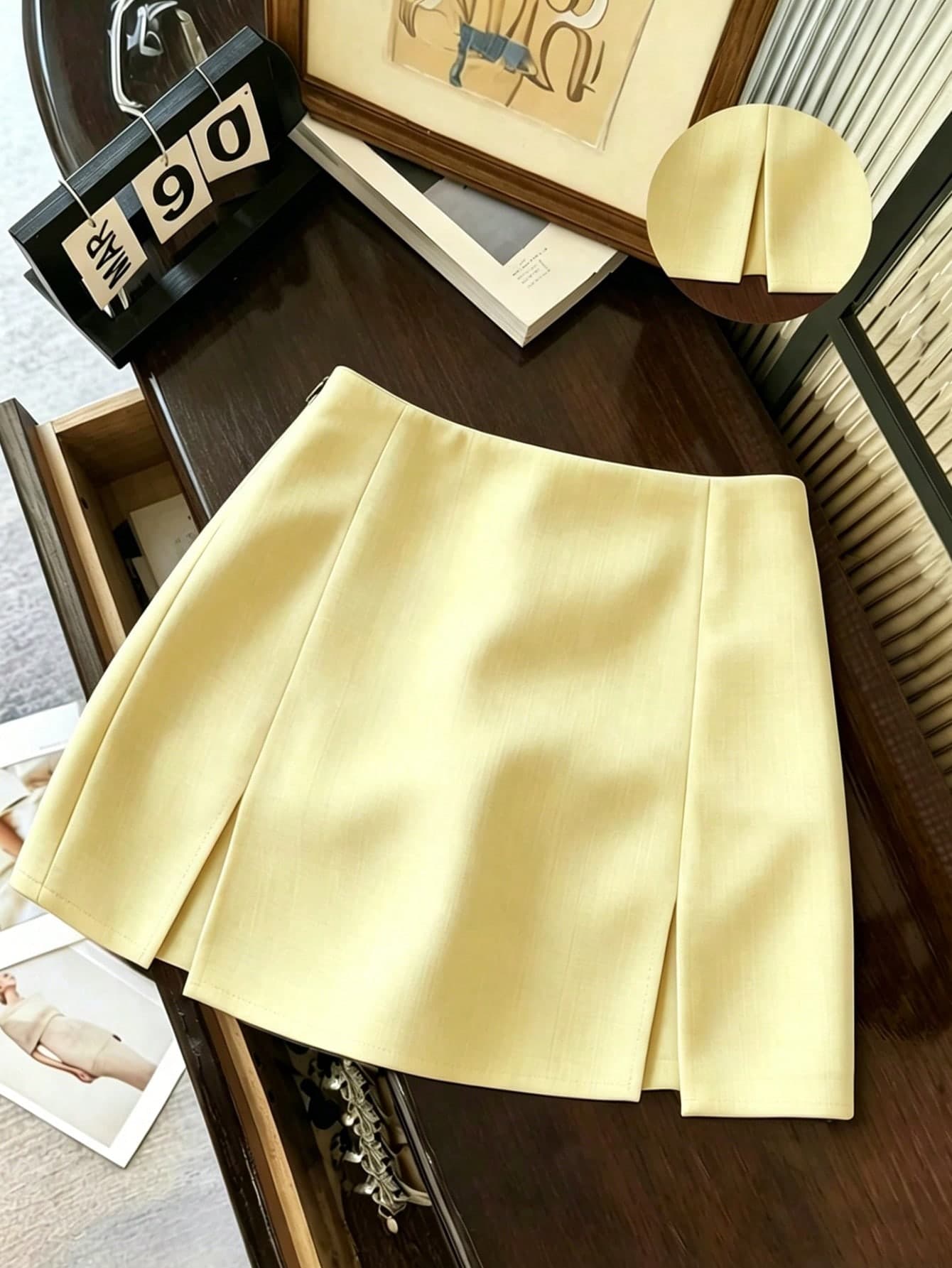 Franclia Women's Casual Commuter Versatile Low Waist Slit Hem A-Line Skirt, Suitable For Spring, Summer, Autumn And Winter
