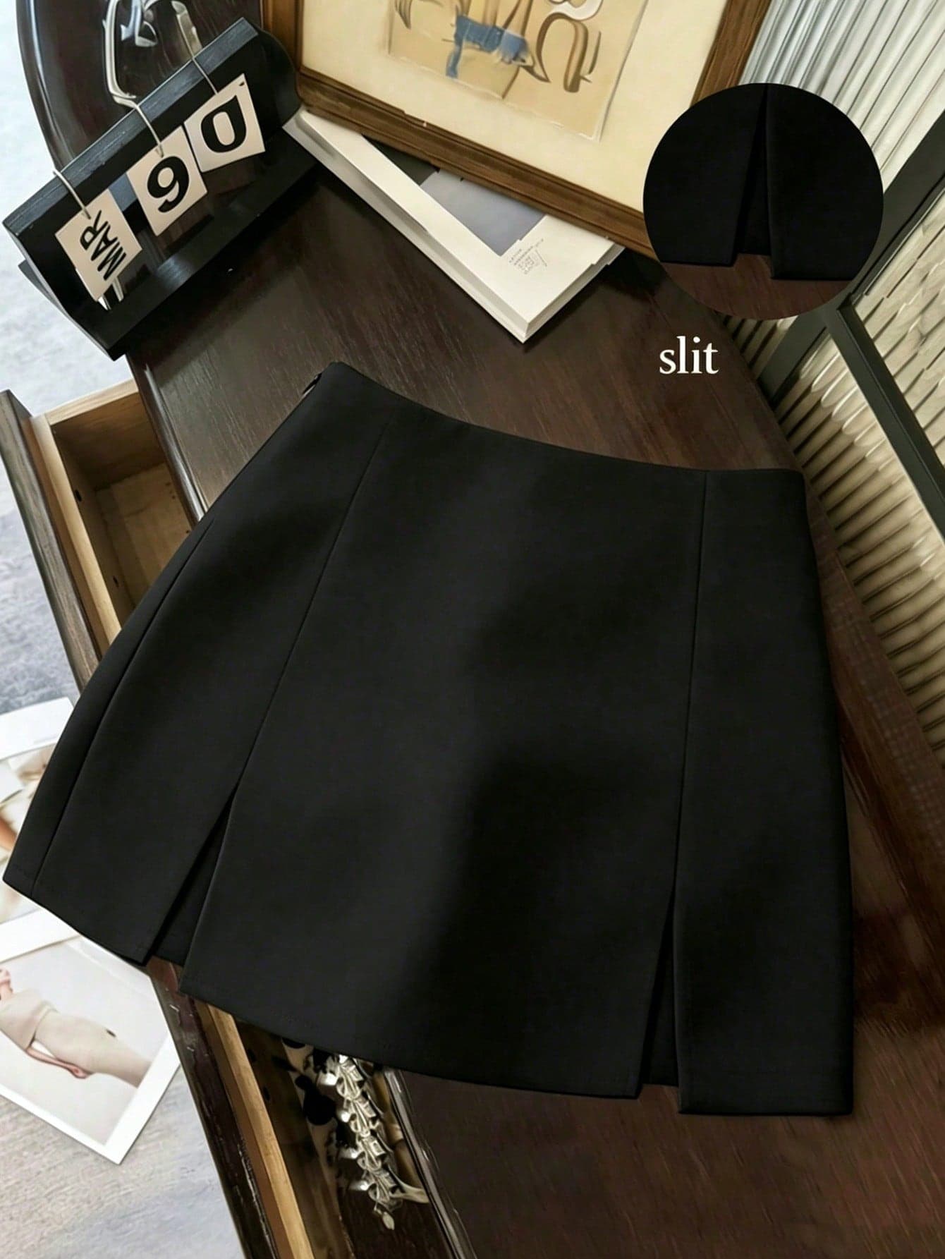 Franclia Women's Casual Commuter Versatile Low Waist Slit Hem A-Line Skirt, Suitable For Spring, Summer, Autumn And Winter