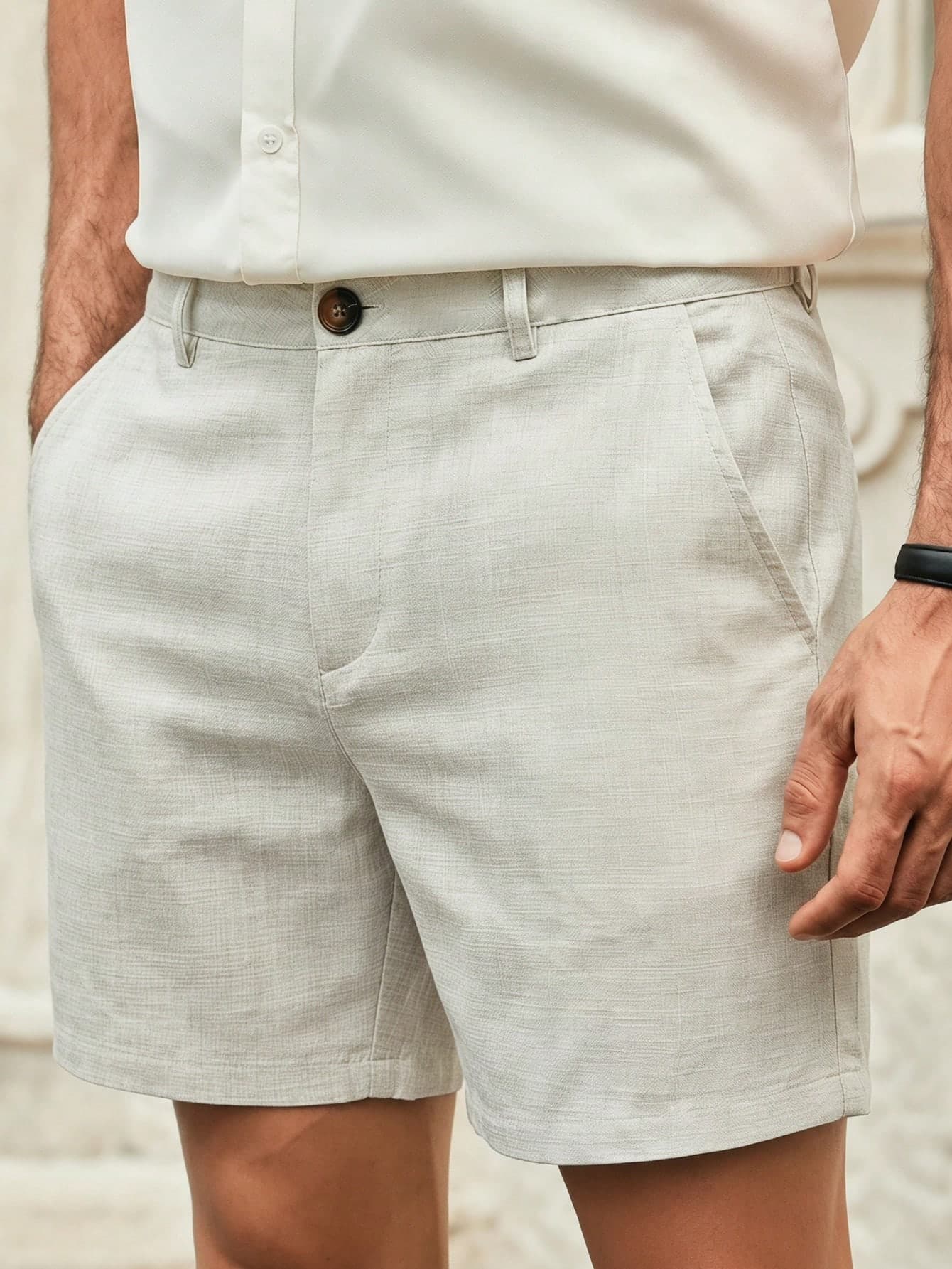 Manfinity VCAY HIMLAND Men's Casual Shorts With Zipper Plain Business Commuting Style Men's Solid Color Pocket Casual Versatile Commuter Shorts All-Match Shorts Versatile Shorts Easy-To-Match Shorts Summer Wardrobe Essentials Casual Outfit Ideas Laid-Back Look Daily Essential Wardrobe Staple Basic Style All-Match Style Go-To Piece Mix-And-Match Item Casual Versatile Style Plain Shorts Vacation , Father's Day Gifts, Football