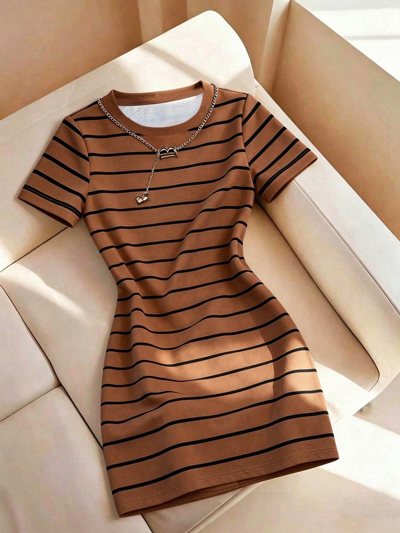 EMERY ROSE Women's Casual Striped Mini Dress, Summer