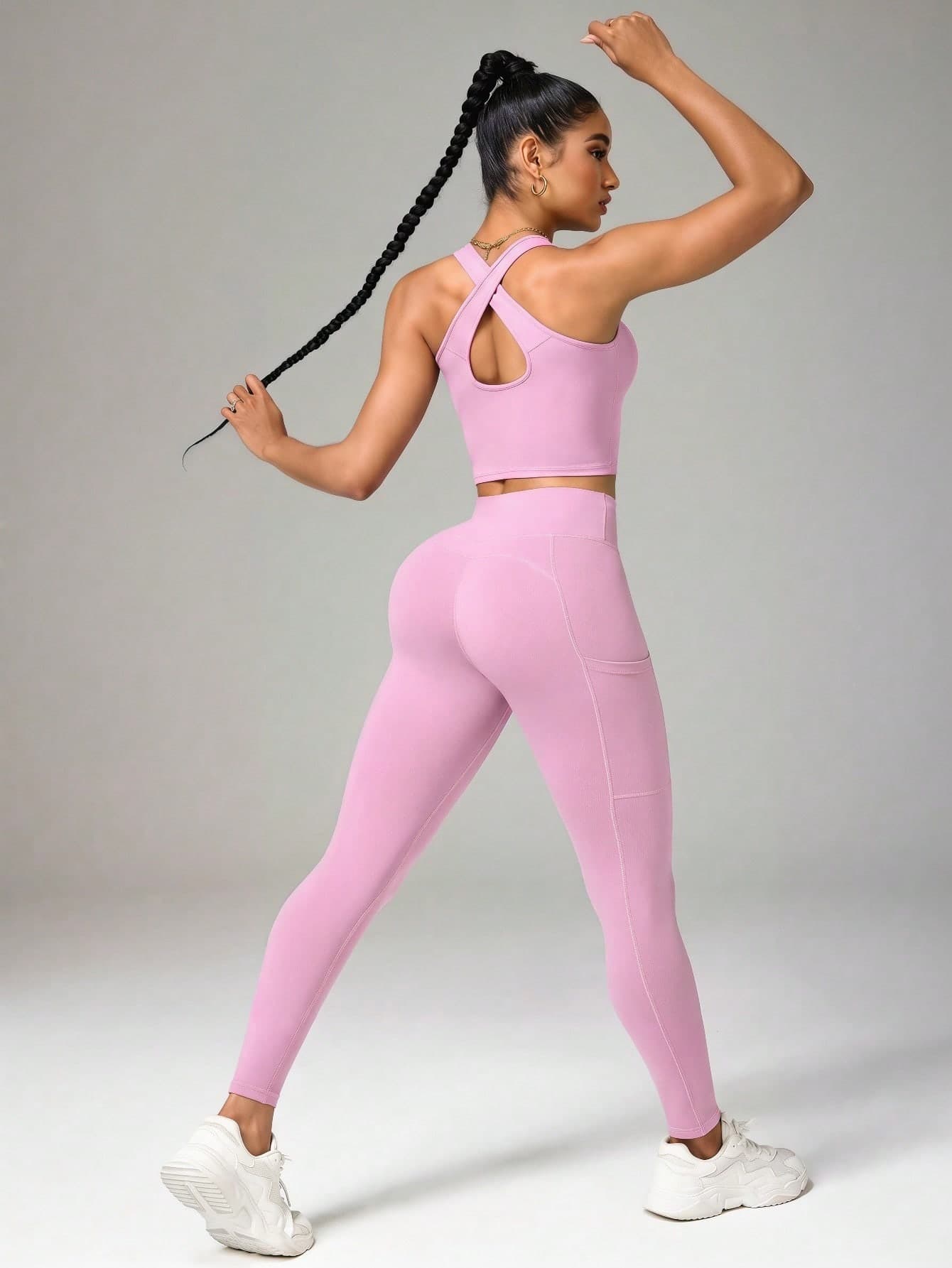 Easithlete Easithlete Women's Solid Color Top And Leggings Casual Sportswear Set