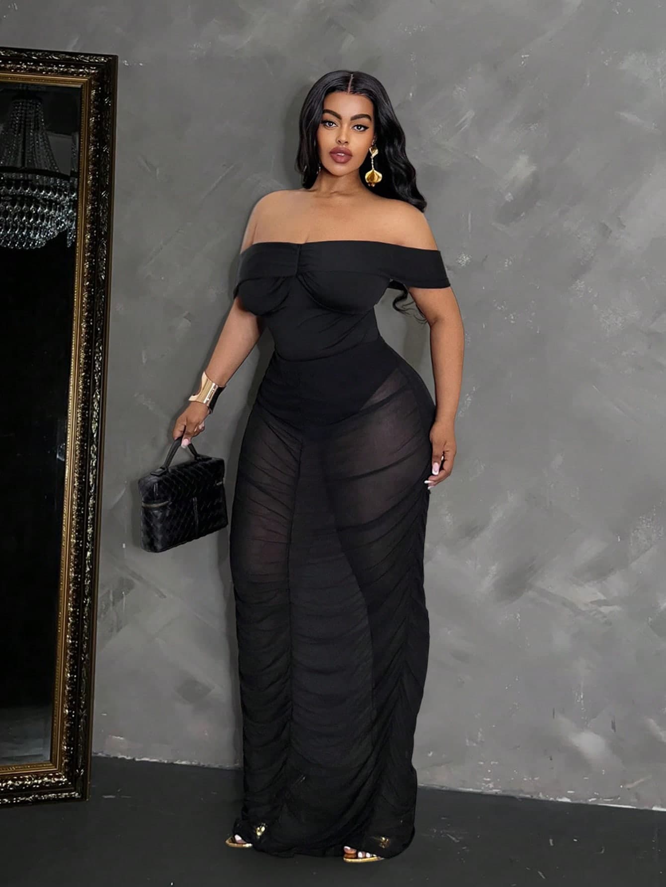 Maweii Plus Size Women Summer Black Off-Shoulder Bodysuit Sheer Pleated Skirt 2pcs Set Sommar Girlism Night Out Club Rave Evening Holiday S Curvy Dresses