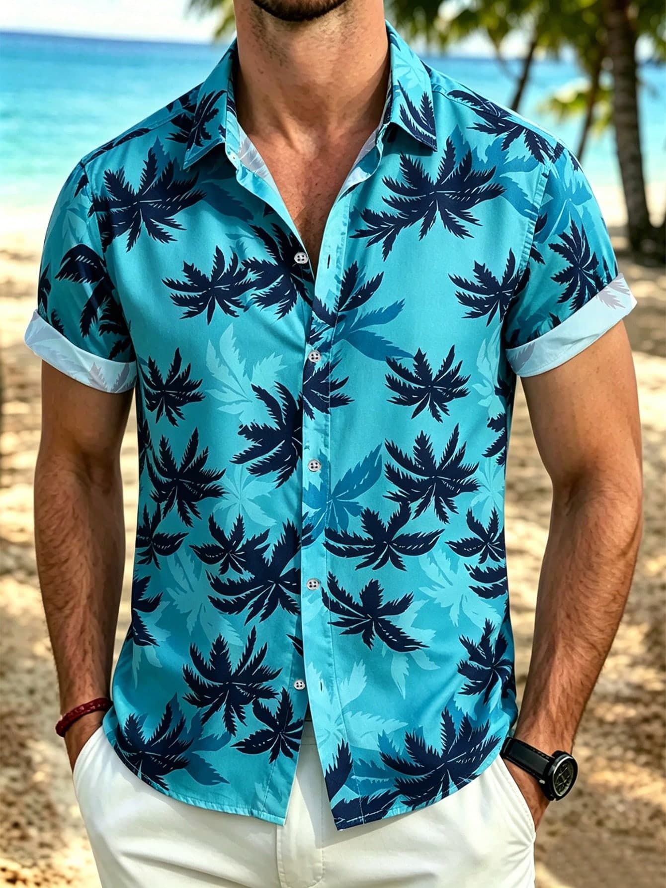 Genlund Men's Short Sleeve Casual Shirt, Suitable For Summer