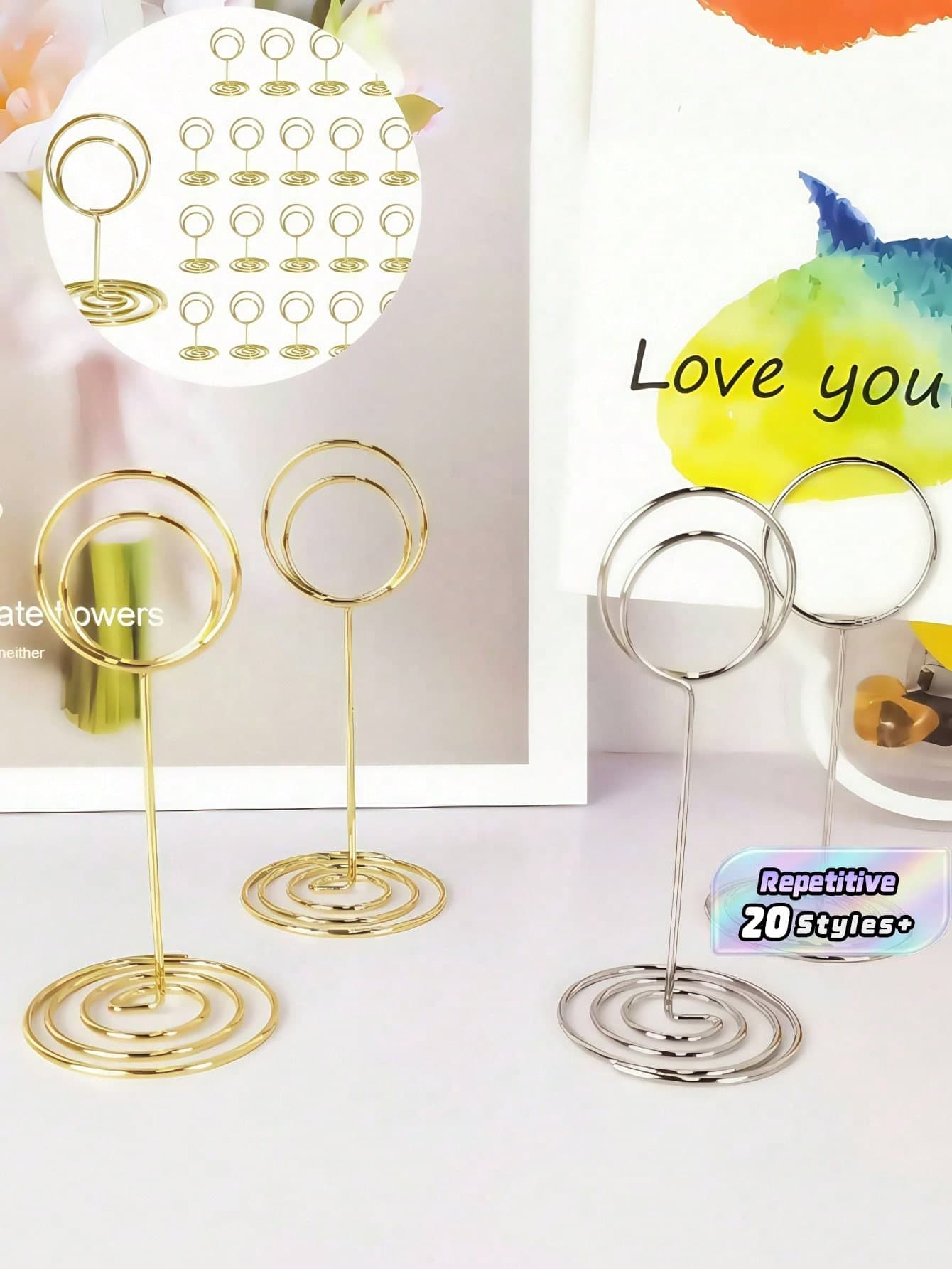 1/5/20 PCS Gold Stainless Steel Card Holders Table Number Stands Reusable For Weddings Graduations Restaurants Christmas Gift Event Essential