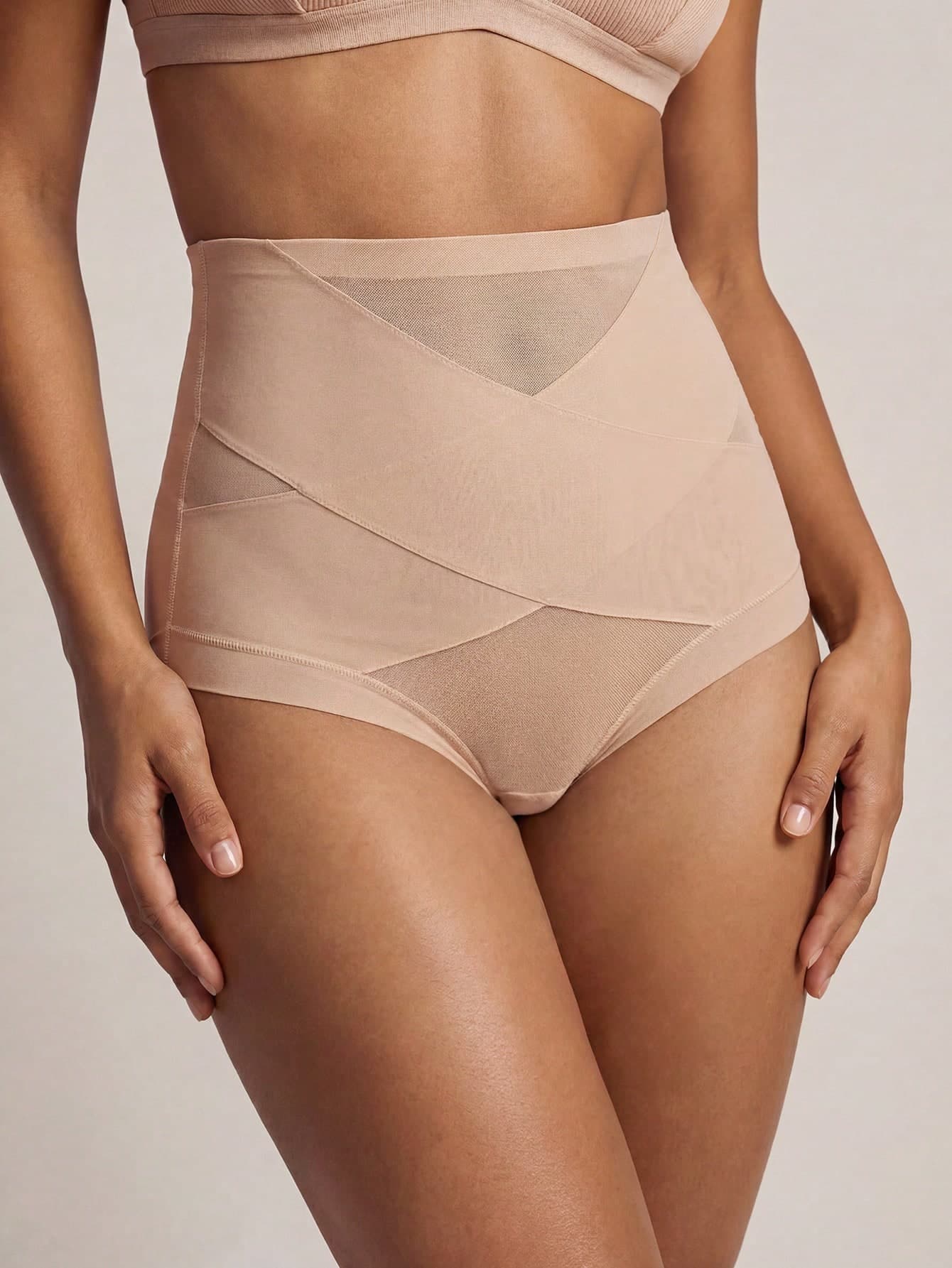 Barelissa Women's Seamless Shapewear Bottoms, High Waist Tummy Control Panties, Butt Lifting Shaping Shorts, Sexy Mesh Patchwork Slimming Pants, 1 Piece