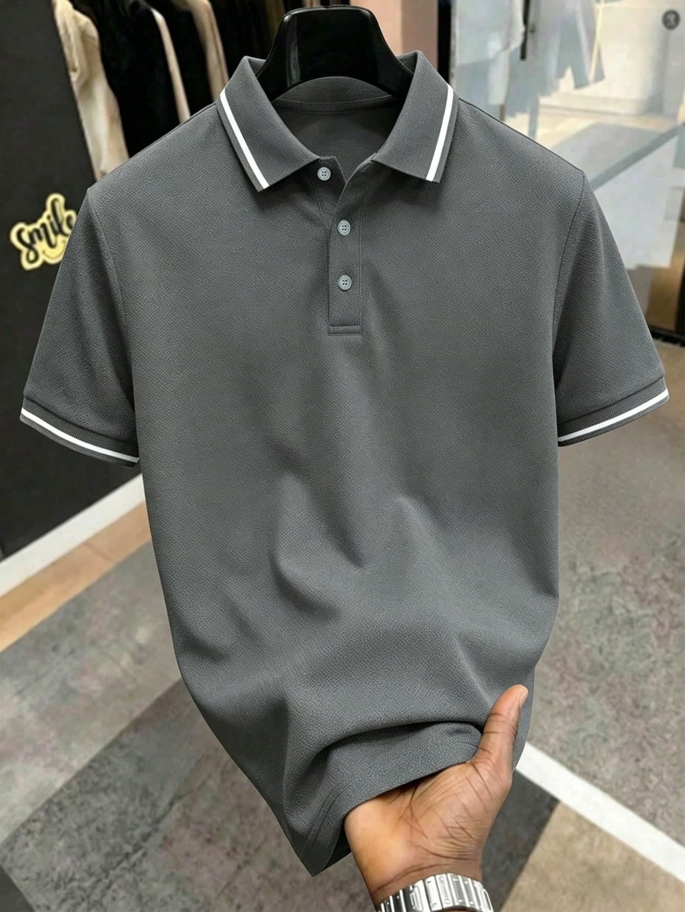 Manfinity Homme Men Contrast Trim Polo Shirt, Formal