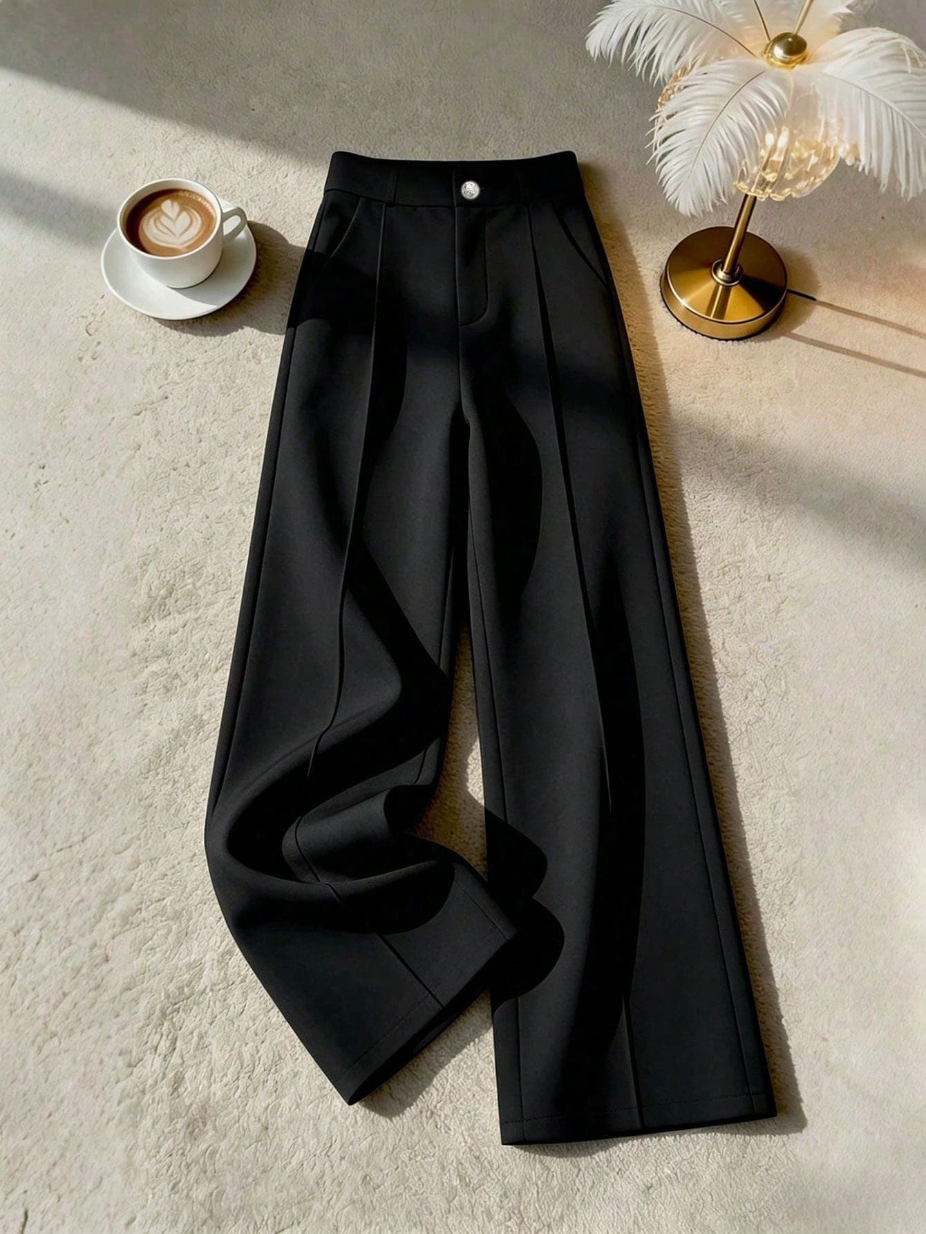 Franclia Women's Black Elegant Straight-Leg Office Work Pants Four Seasons,Commute To Work Attire,Black Trousers