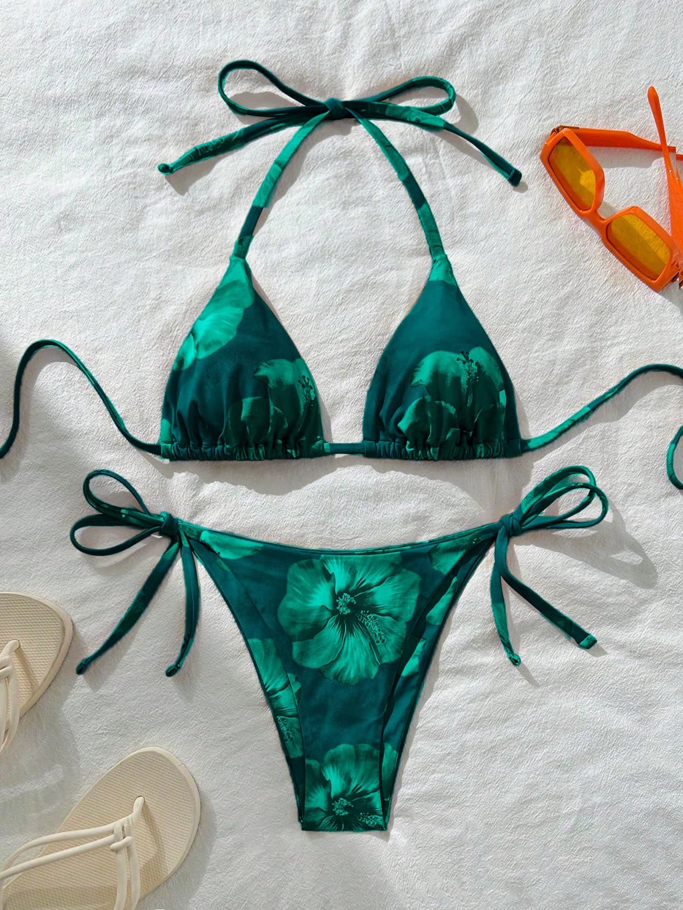 Swim Vcay Women's Sexy Random Print Halter Tie Bikini Set, Summer
