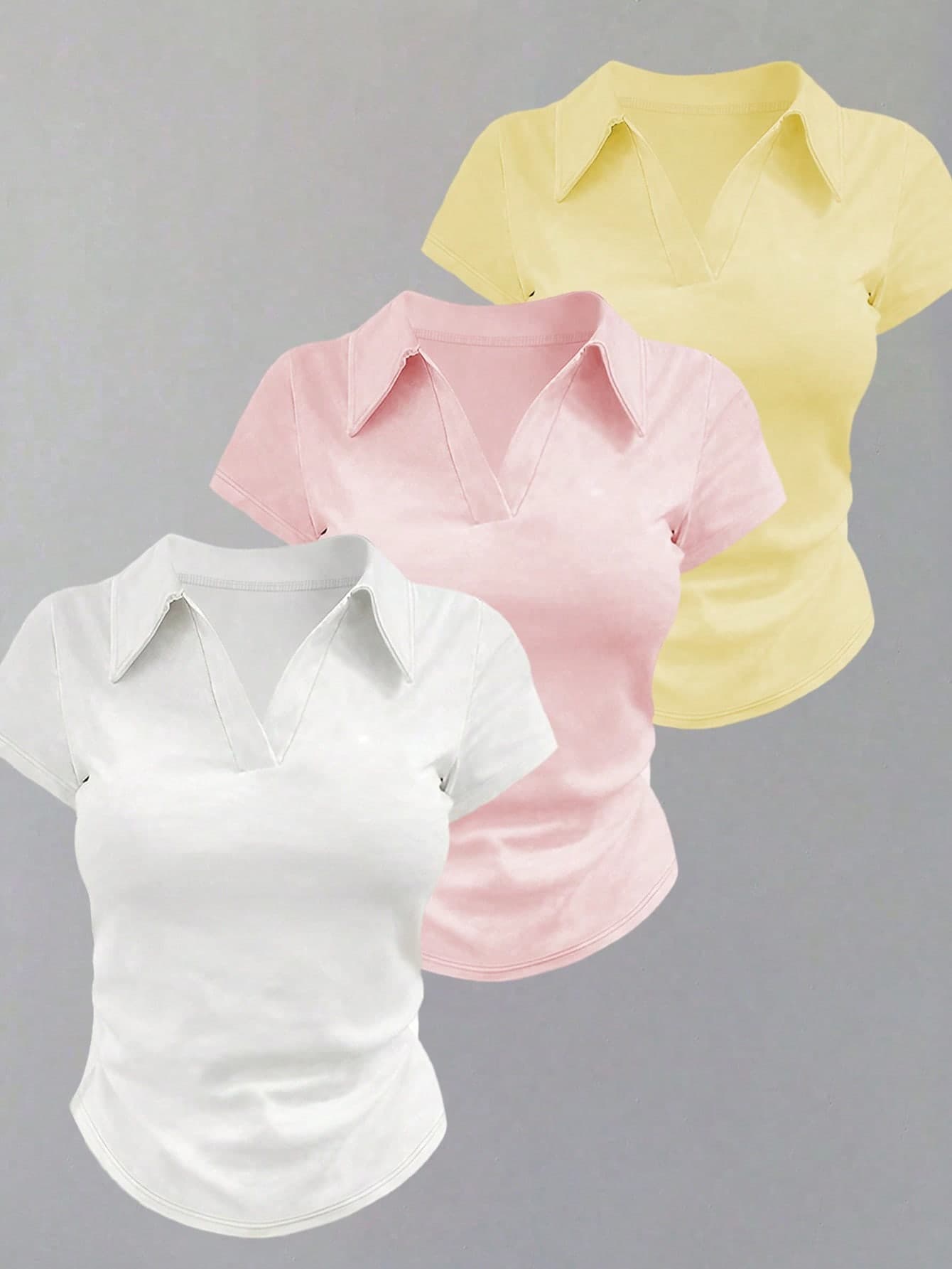 INAWLY Women's Casual Solid Color Short Sleeve T-Shirt, Versatile For Summer