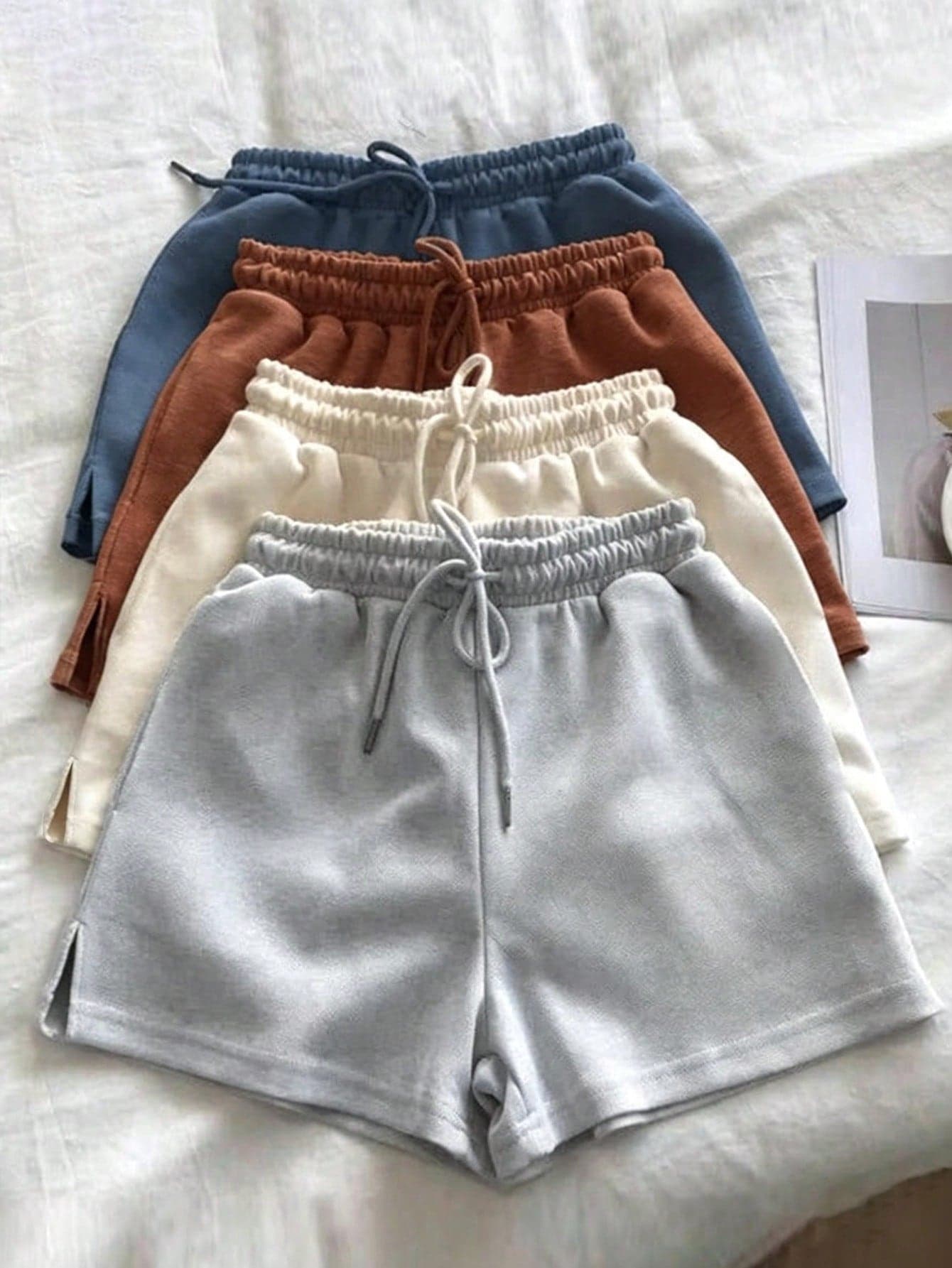 IslaSuriya 4pcs/Set Women Casual Loose Fit Shorts, Suitable For Sports, Daily Wear, Dates