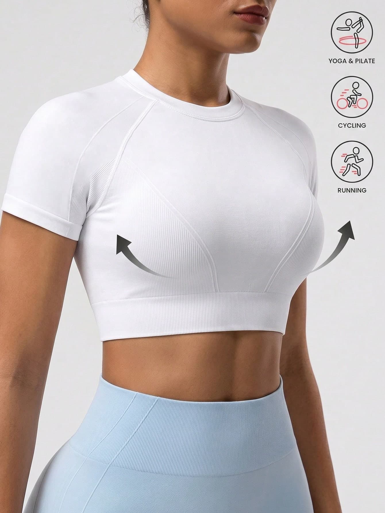 Solea Cove Women's Outdoor Seamless Yoga Short Sleeve T-Shirt; Fitness Running Sports Slim Fit Tee; High Elasticity Skin-Friendly Workout T-Shirt
