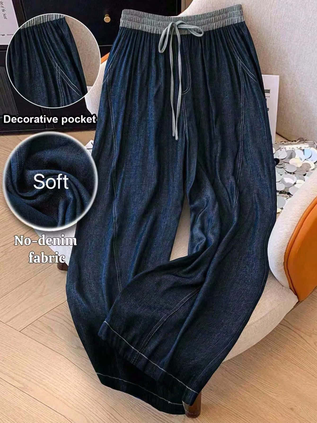 SHEIN Clasi Plus Size Women Elastic Waist Versatile Casual Straight Leg Pants, New Arrivals Fall Cloth For Women