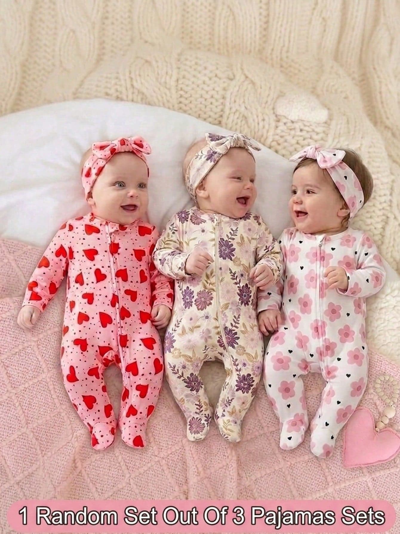 1 Set Newborn Romper Jumpsuit,Cute Heart Floral Print Soft Pajamas For Sleep,Infant Baby Girls Autumn Black And White Clothes,Spring/Summer