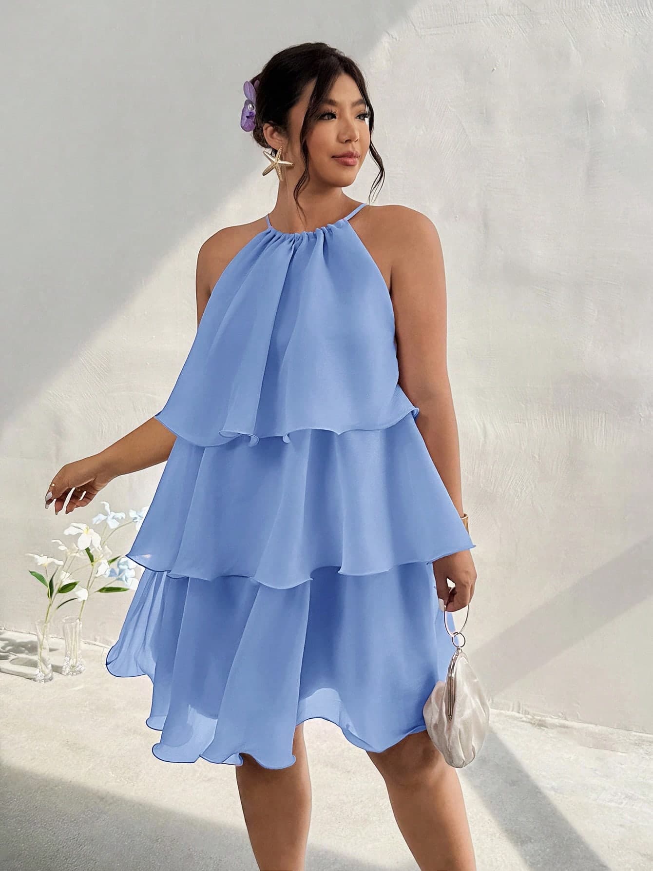 Firerie Plus Size Comfortable Casual Elegant Multi-Layer Cake Dress, Lightweight Flattering Sleeveless Dress For Dates, Gatherings, Parties