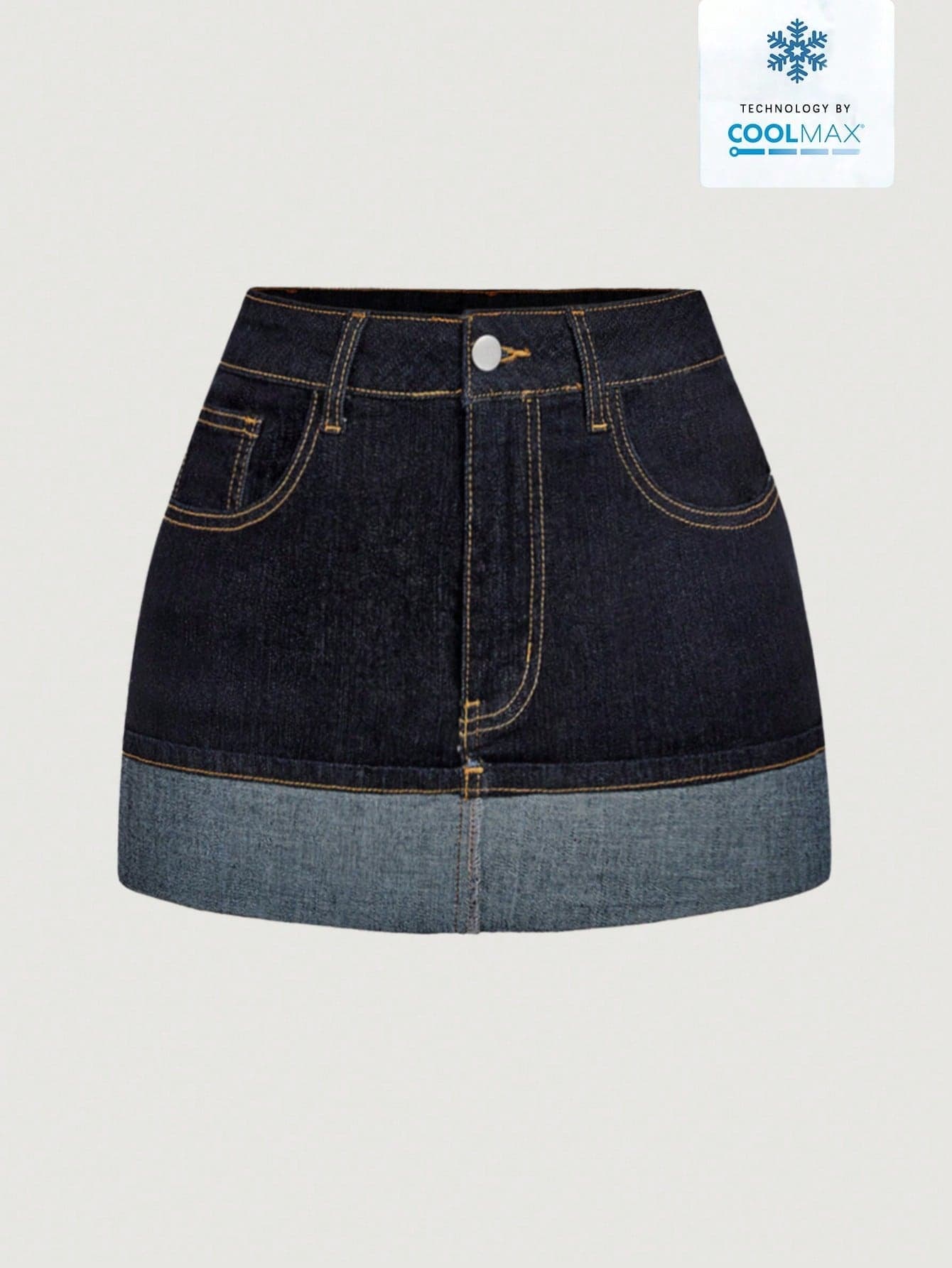 SHEIN MOD Women's Pocketed Rolled Hem Casual Versatile Denim Skirt
