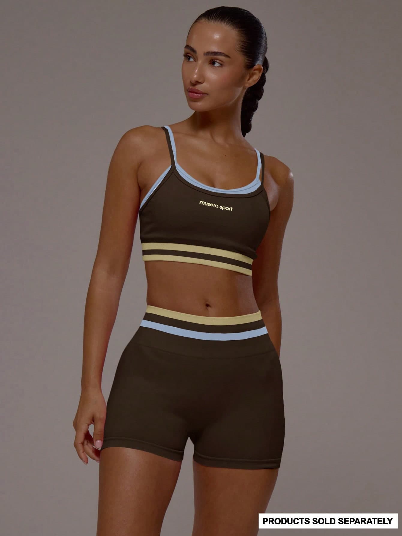 Musera Sport Contrast Layered Adjustable Strap Sports Bra Only Sport Workout Gym Pilates Fitness Daily Girly Casual Hot Sweat
