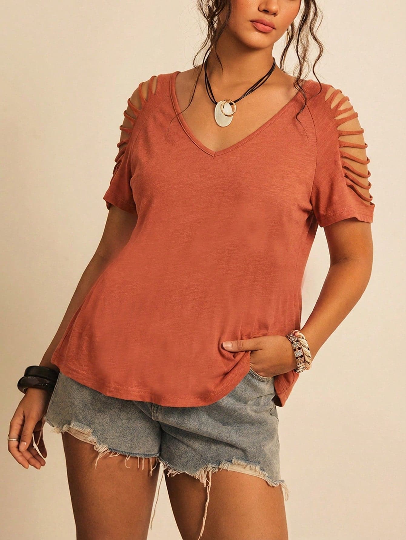 Freevana Plus Size Women Casual Solid Color Off Shoulder Short Sleeve T-Shirt