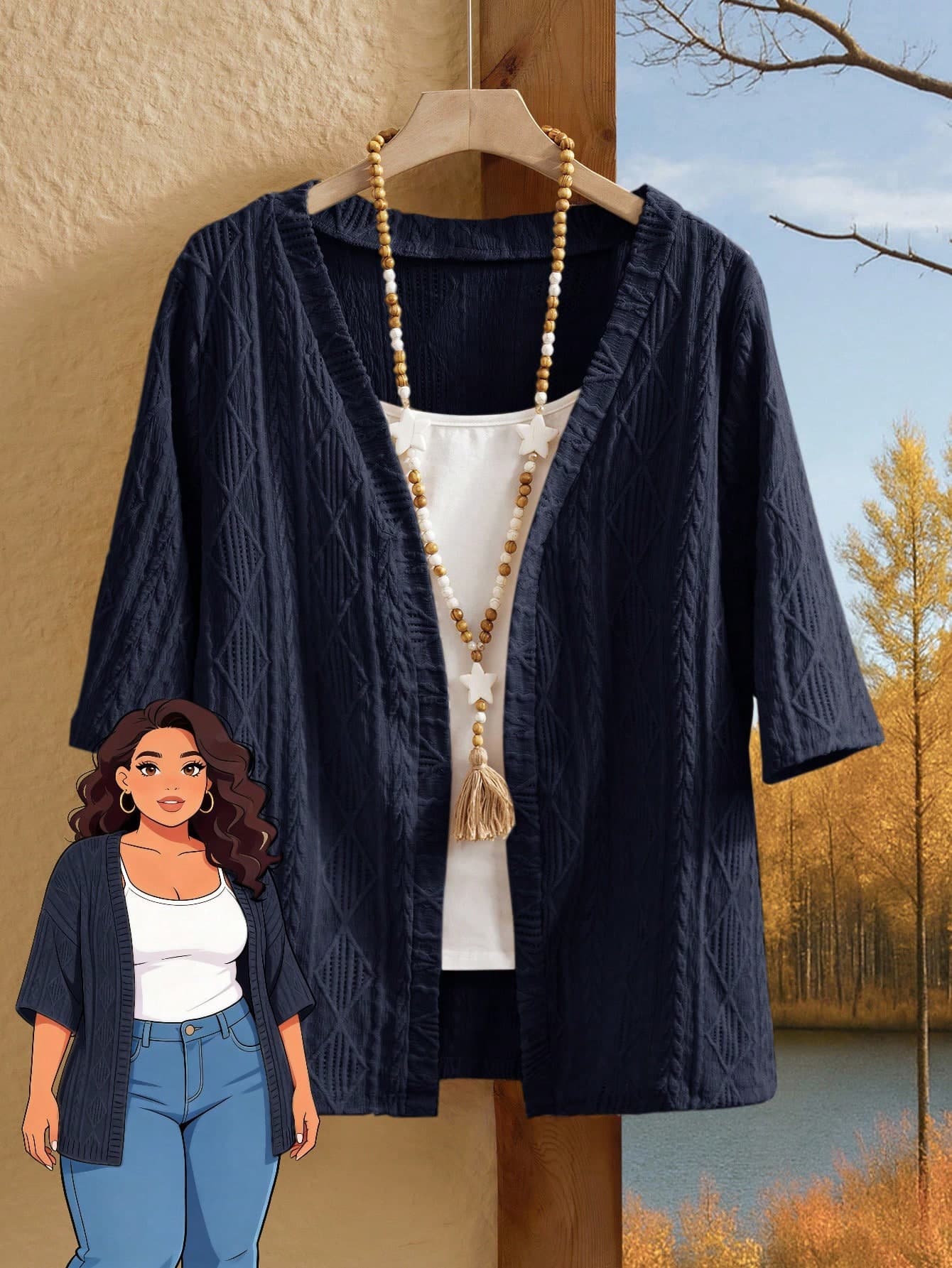 Rusticease Plus Size Women Solid Color Casual Versatile Daily Wear Cardigan