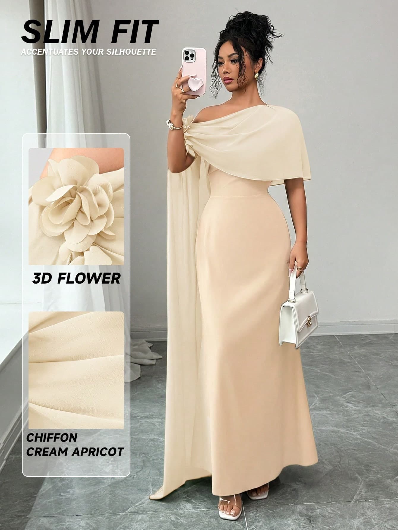 Rafferiza Women's Long Chiffon Patchwork Wrap Floral Dress