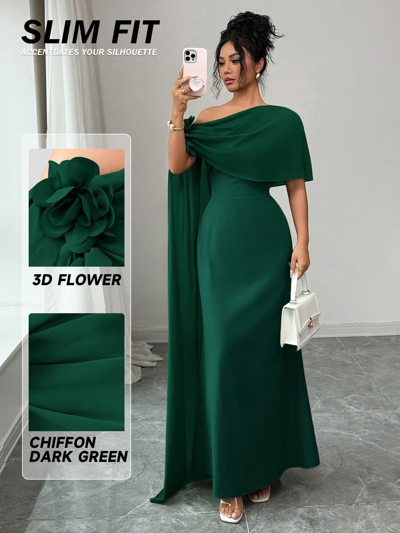 Rafferiza Women's Long Chiffon Patchwork Wrap Floral Dress