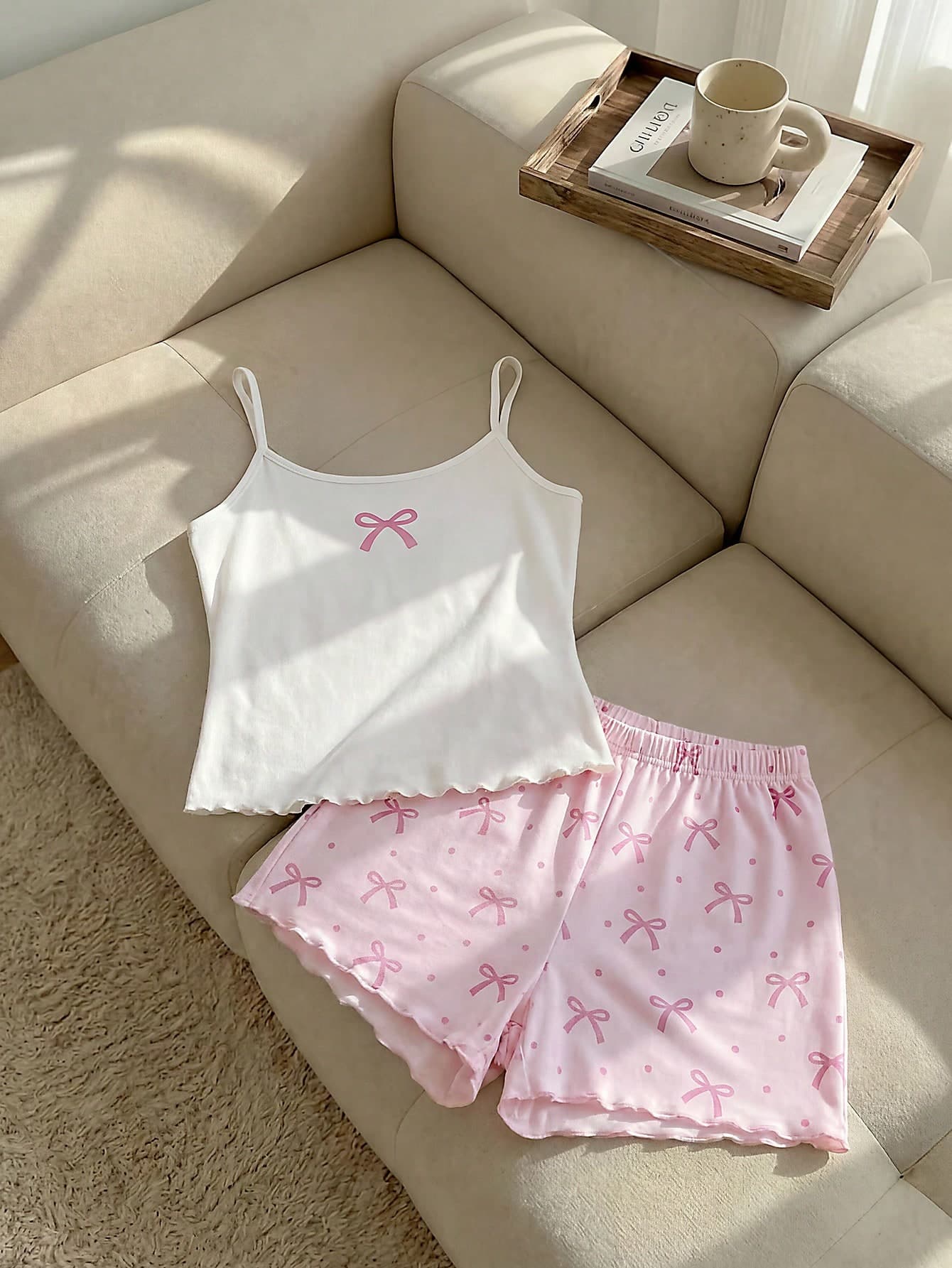 Resyla Sexy Butterfly Print Camisole And Shorts Pajama Set