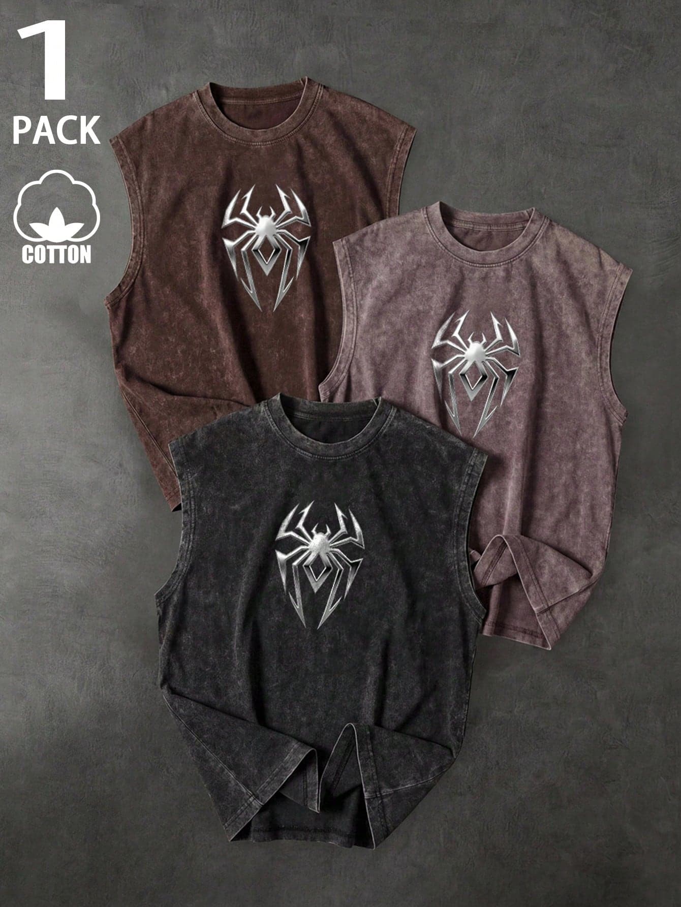 Sport MetroGents Men's Round Neck Spider Graphic Casual Versatile Daily Wear & Sports Tank Top, Gym, Holiday
