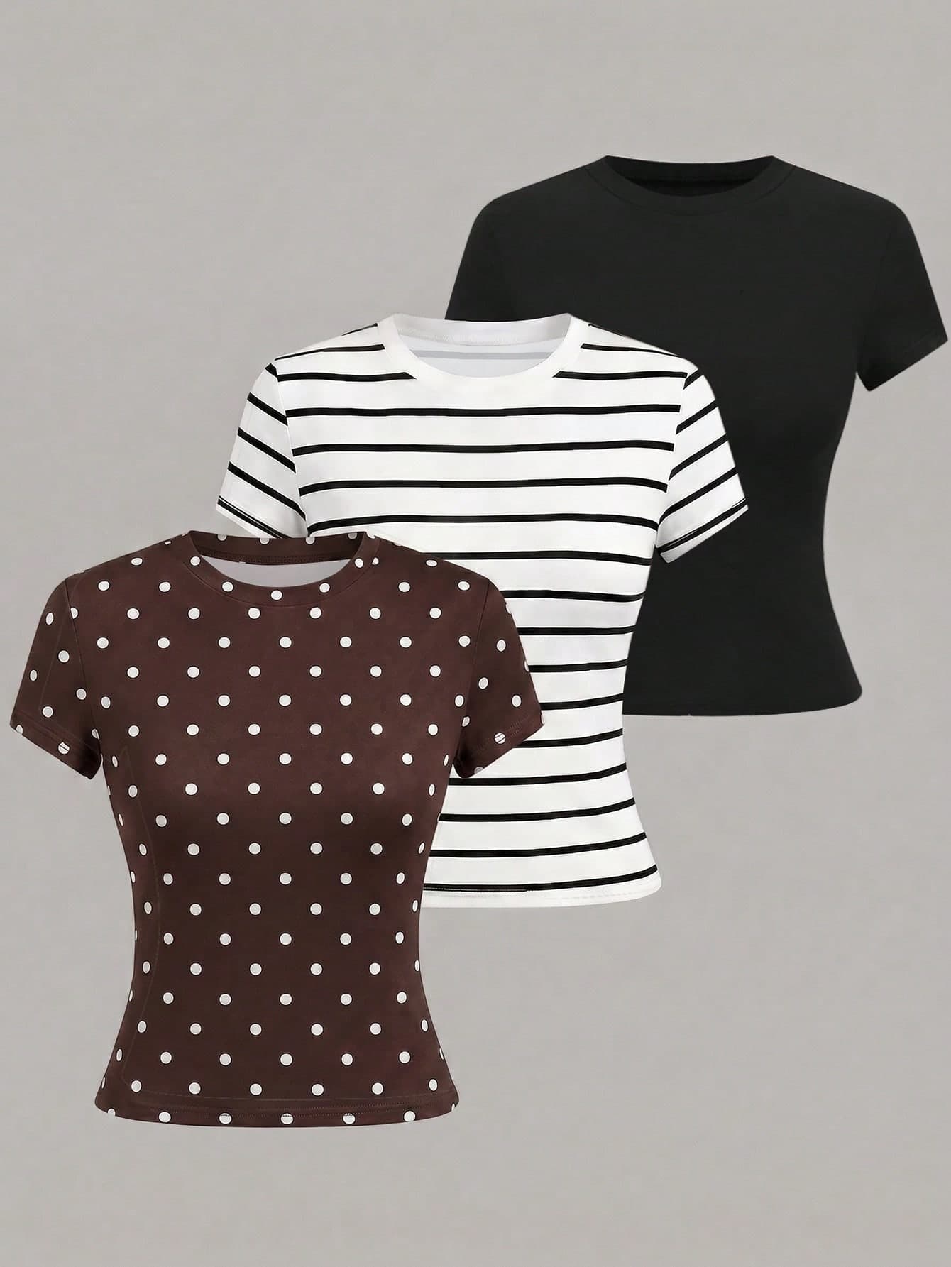 Qadelle Women's Round Neck Casual Versatile Daily Wear Short Sleeve T-Shirt