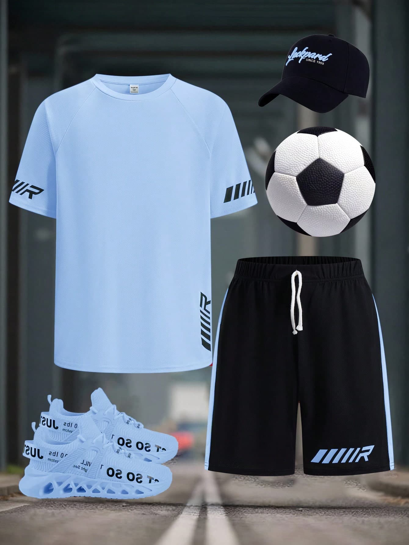 SHEIN 2pcs/Set Teen Boys Casual Short Sleeve Top And Shorts Set,Sports Wear,Streetwear,Gym,Summer,Punk Rock,School Style,Everyday Wear,Music Festival Party